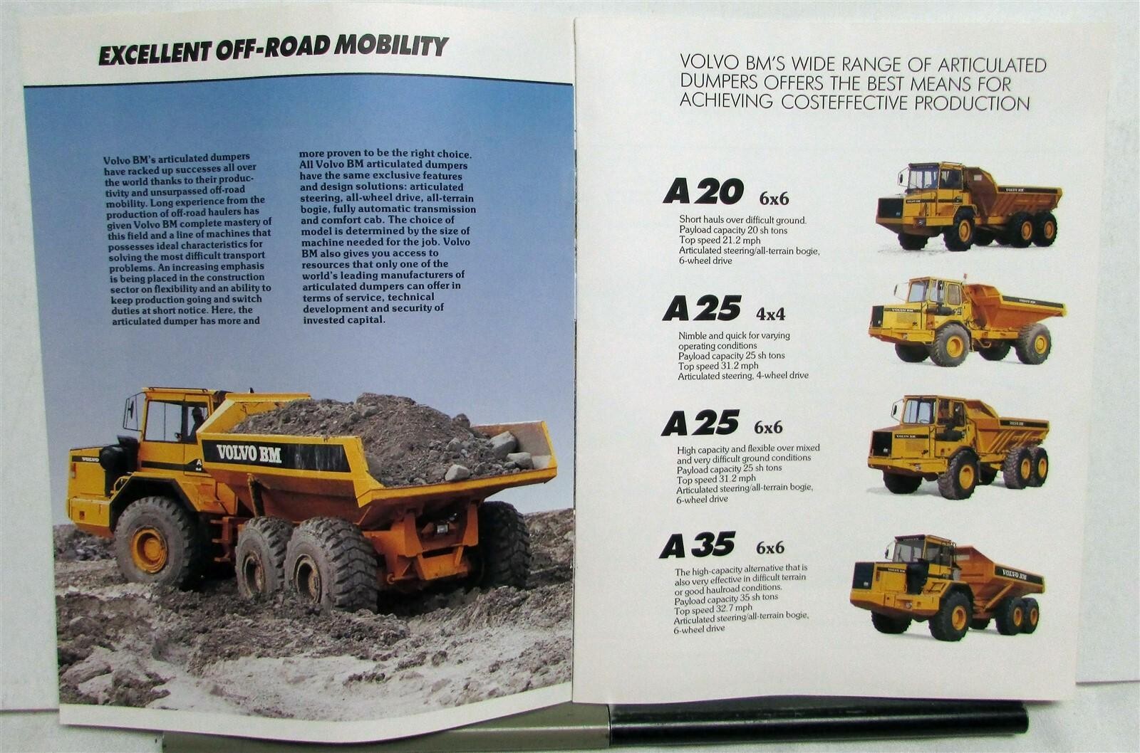 1987 VOLVO Articulated Dumpers A20 25 35 Construction Sales Brochure