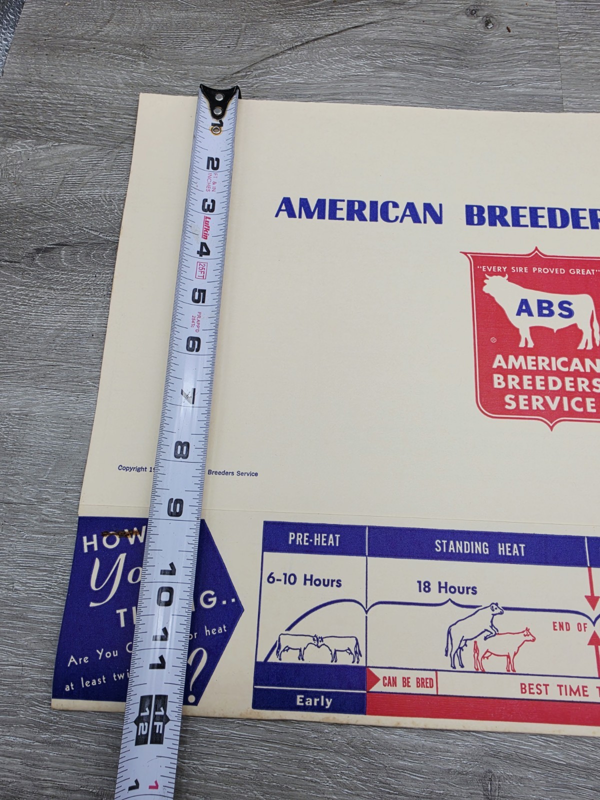Rare 1957 American Breeders Service Folder Cow Breeding Schedule NOS Advert
