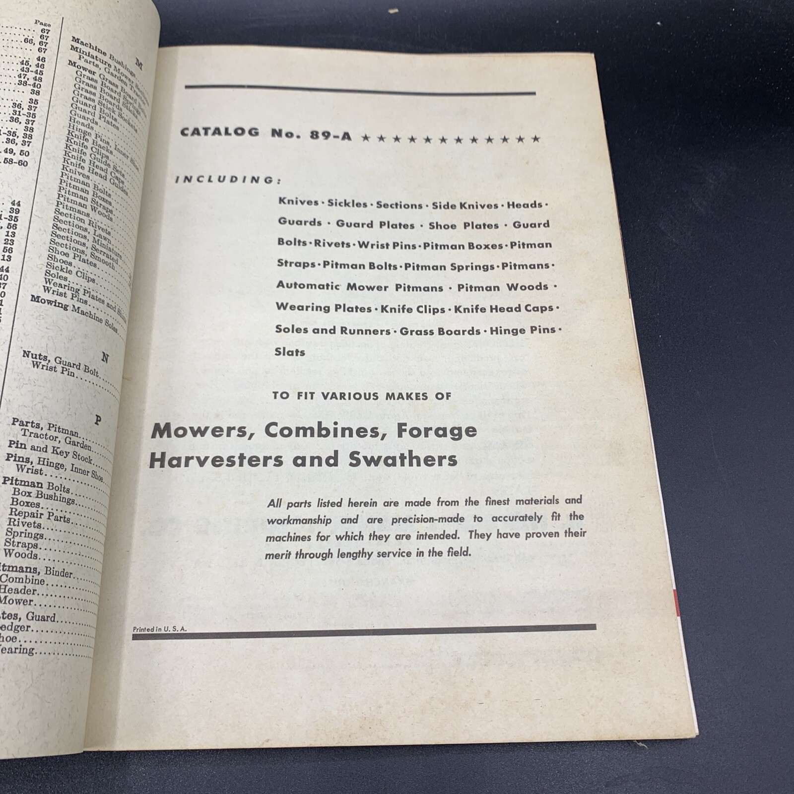 1959 Des Moines Iron Co Repair Parts Catalog Mowers/Combines/Swathers/Harvester