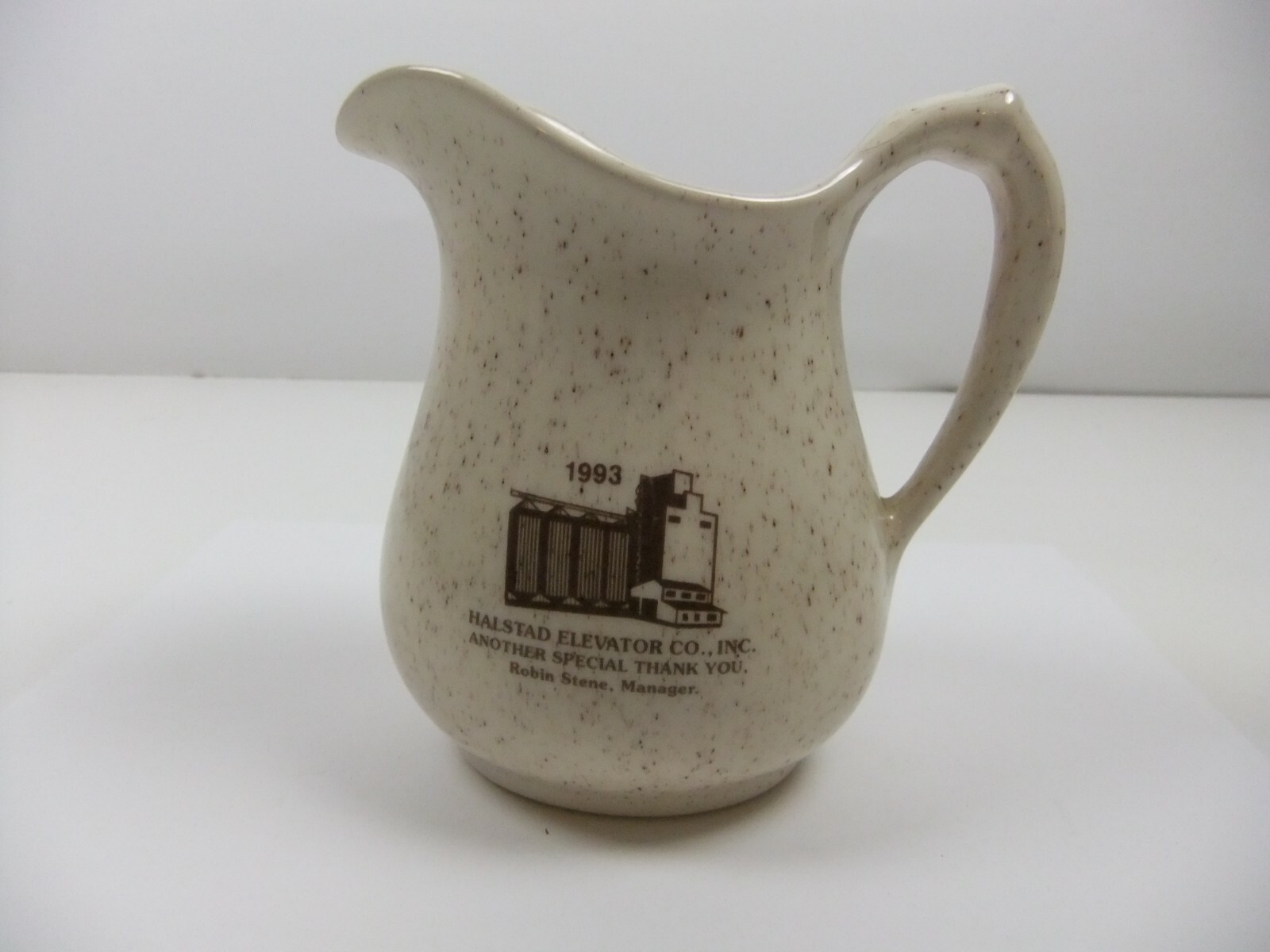 Halstad Elevator & Grandin Co-Op Oil Small Jug Advertising Arnel’s Pottery