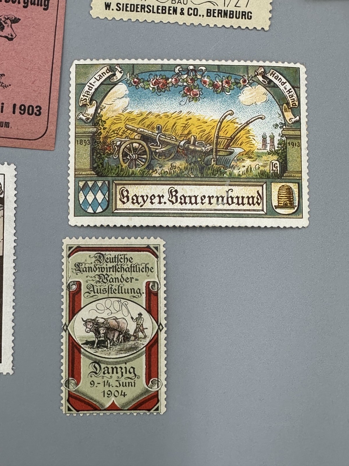 Antique GERMAN FARM EXPO Agricultural Advertising POSTER STAMP Cinderella