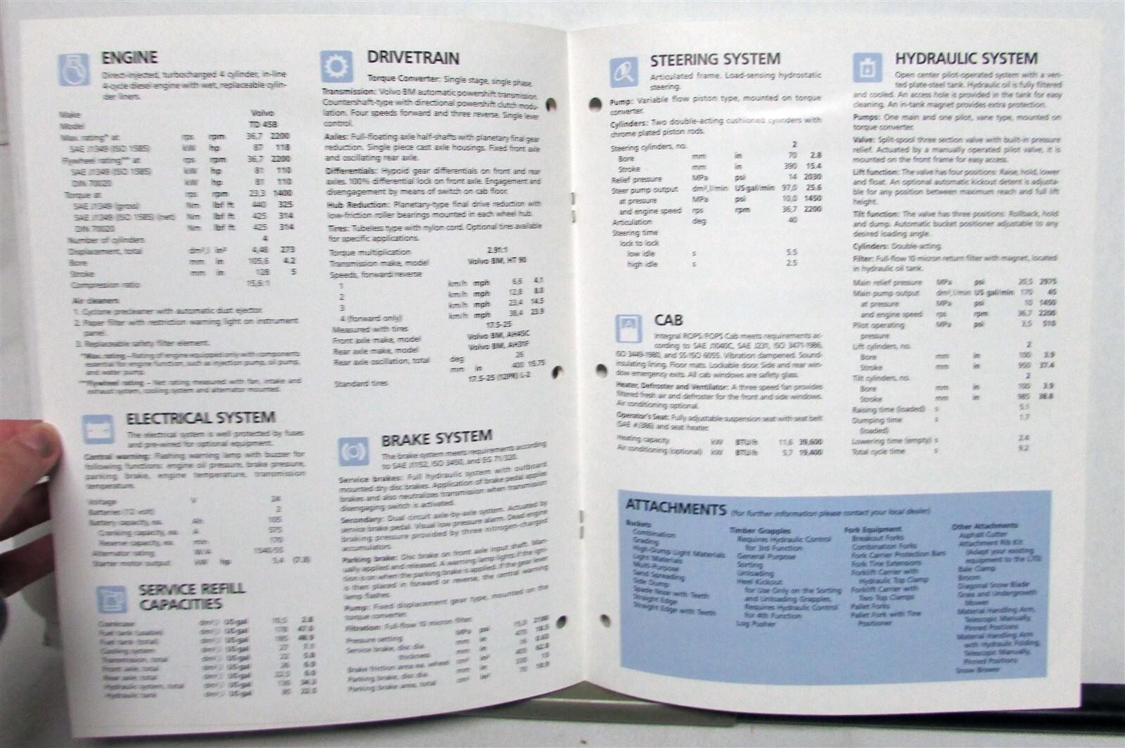 1989 Michigan L70 Wheel Loader Specifications Construction Sales Brochure