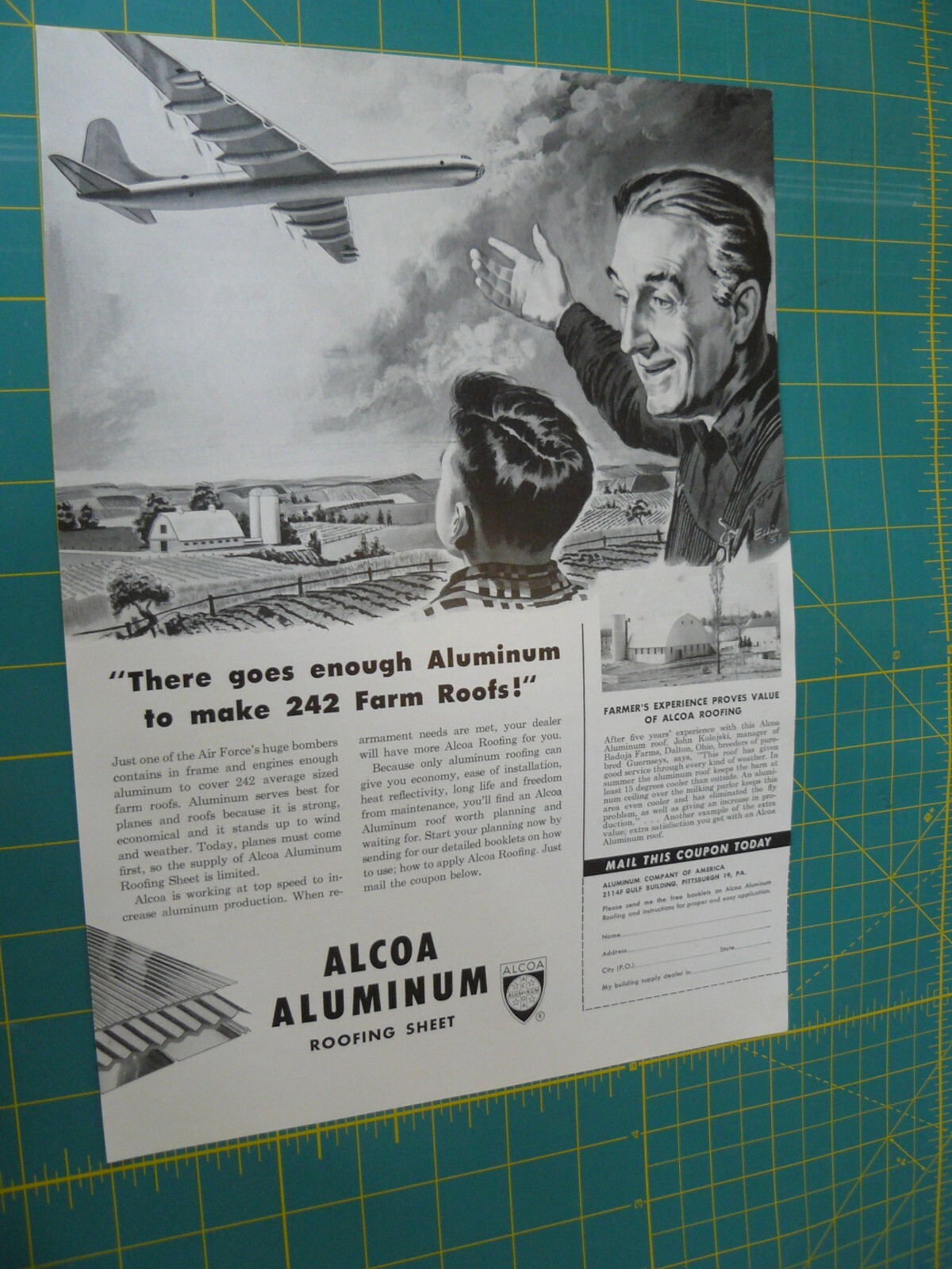 THE FARM QUARTERLY- SUMMER 1957-AD- 242 FARM ROOFS = 1 AIRPLANE / Pittsburgh, PA