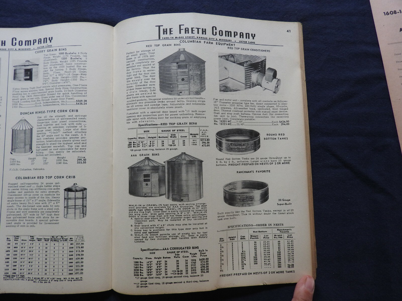 1959 Faeth Farm Implement Catalog Kansas City MO Good Shape w/Price List