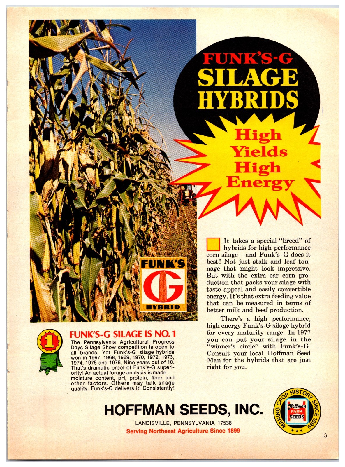 1976 Hoffman Farm Seeds – Original Print Ad (8in x 11in) Advertisement