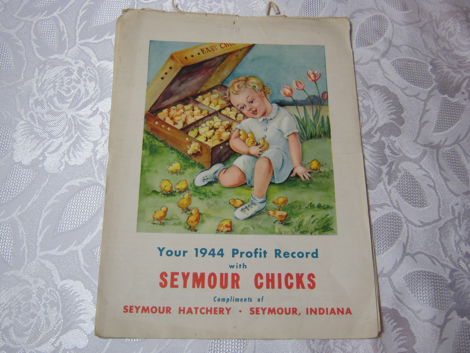 SEYMOUR CHICKS 1944 PROFIT RECORD 1940&rsquo;S VIntage Farming Adv Brochure Calendar