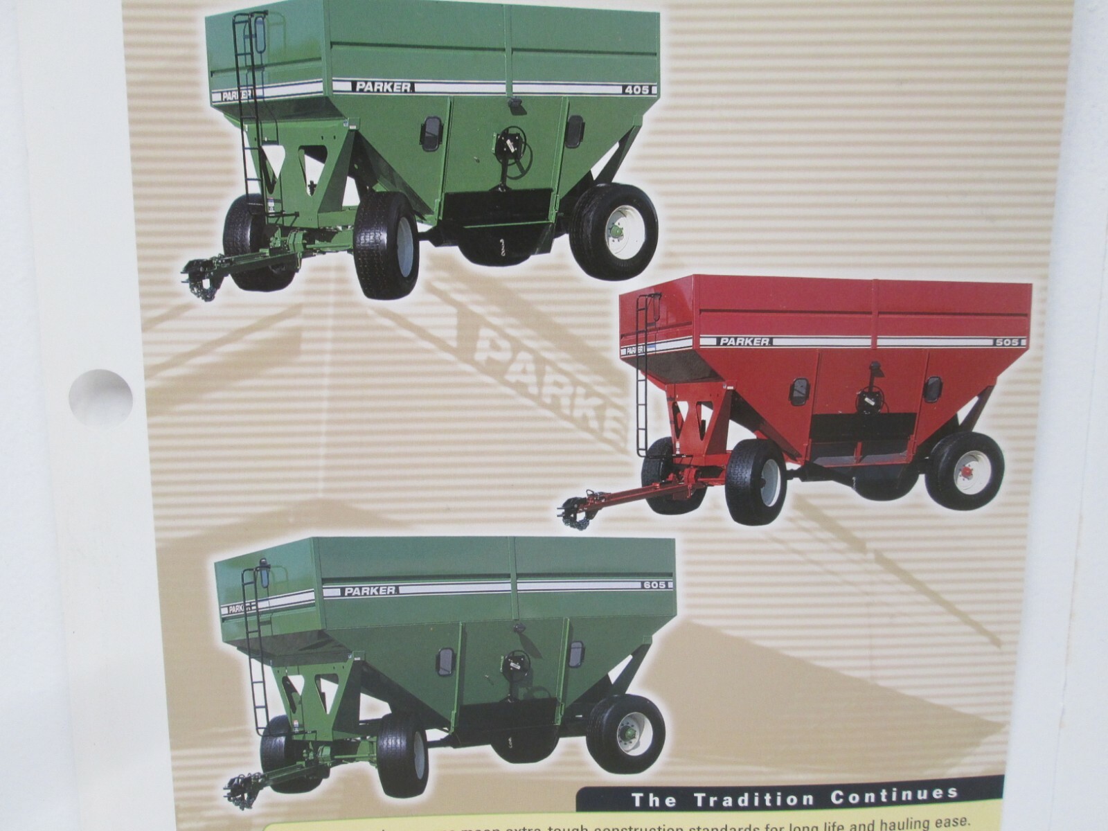 Parker Grain Wagons 405 505 605 Sales Brochure Specifications Agriculture 2001