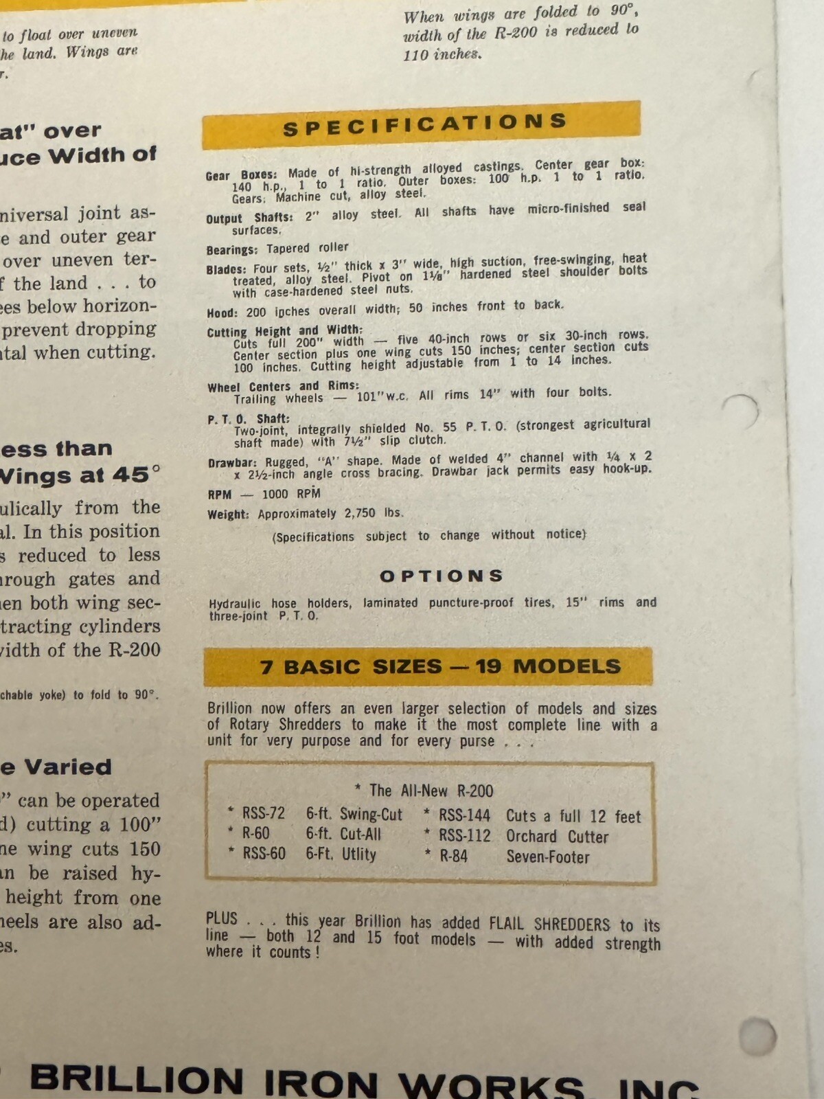 Vintage 1967 Brillion 200&Prime; Rotary Shredder Farm Tool 2-page Sales Brochure