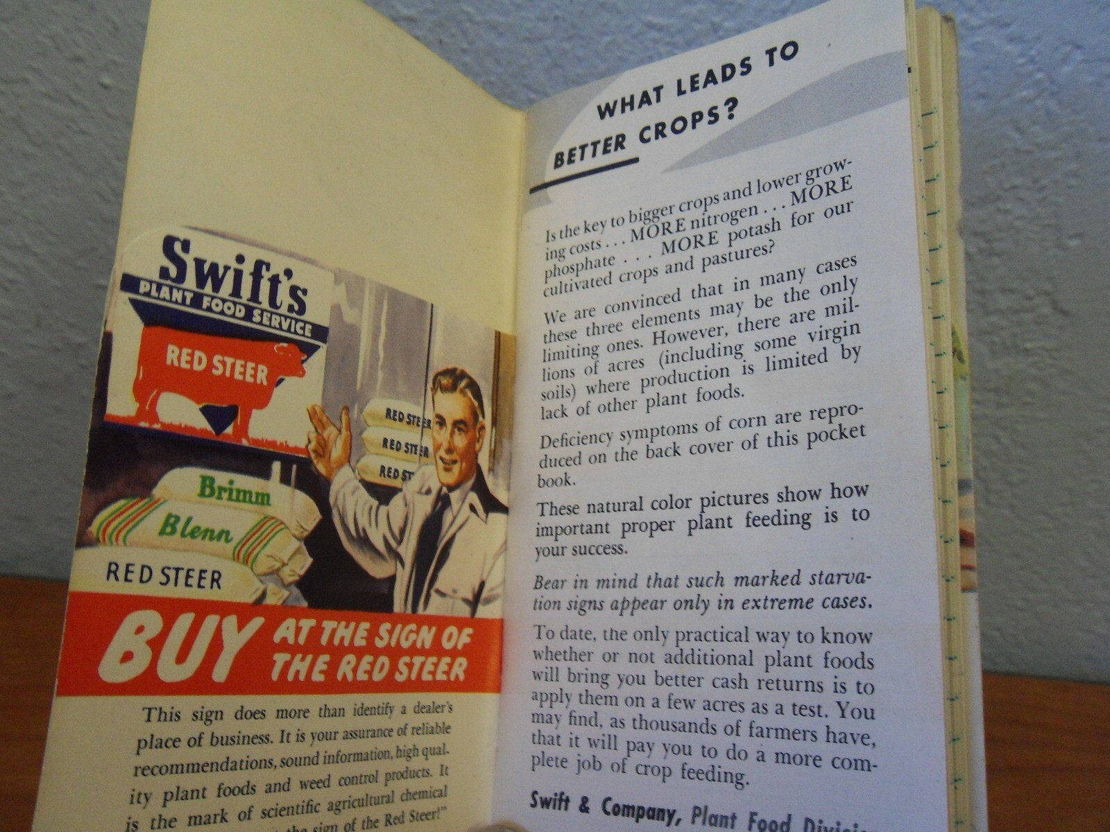 1949 -50 Swift’s Plant Food Service Red Steer Notebook Pocket Book Used