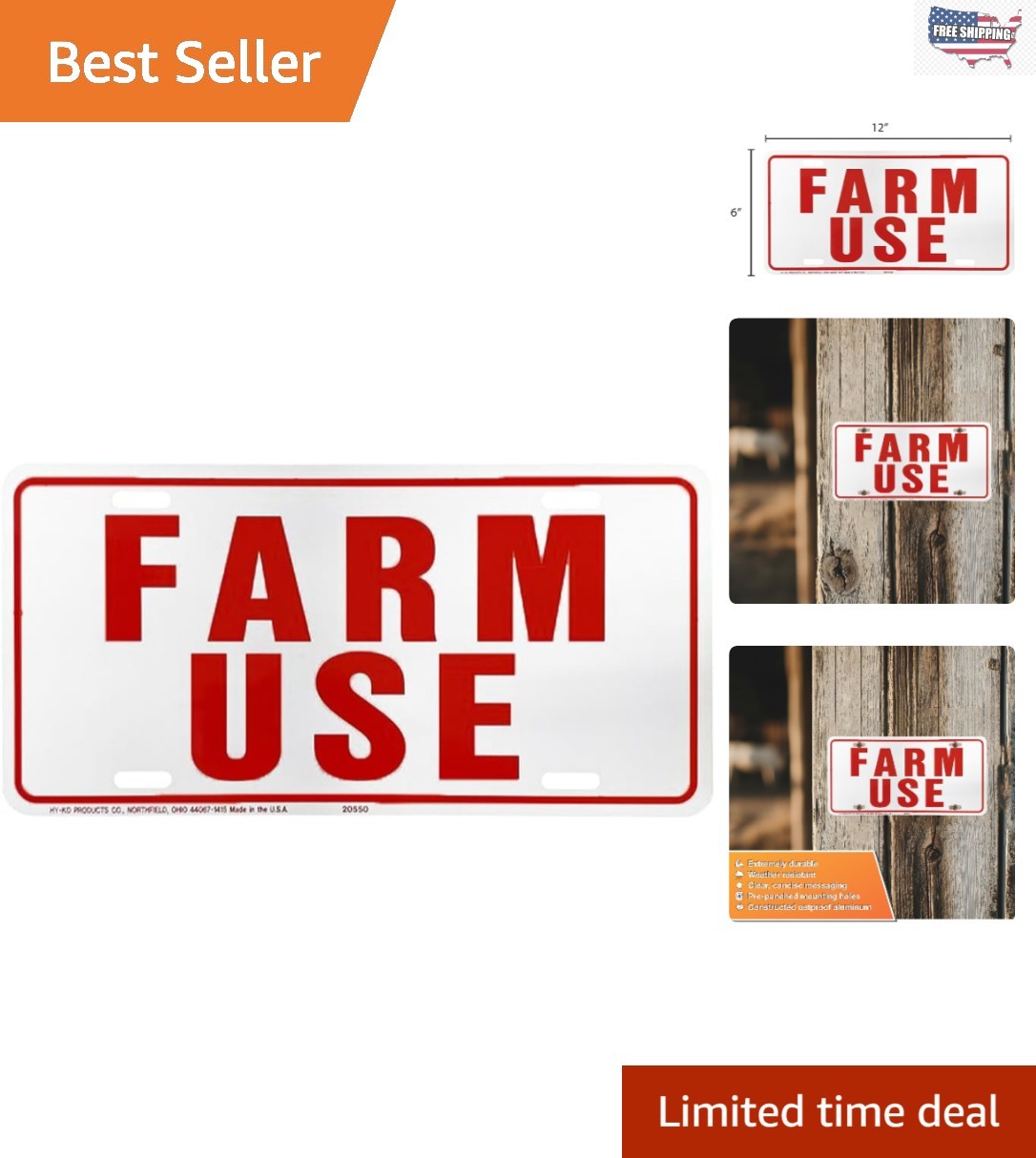 Weather-Resistant Farm Use ID Tag – 6×12 Aluminum Sign in Red/White