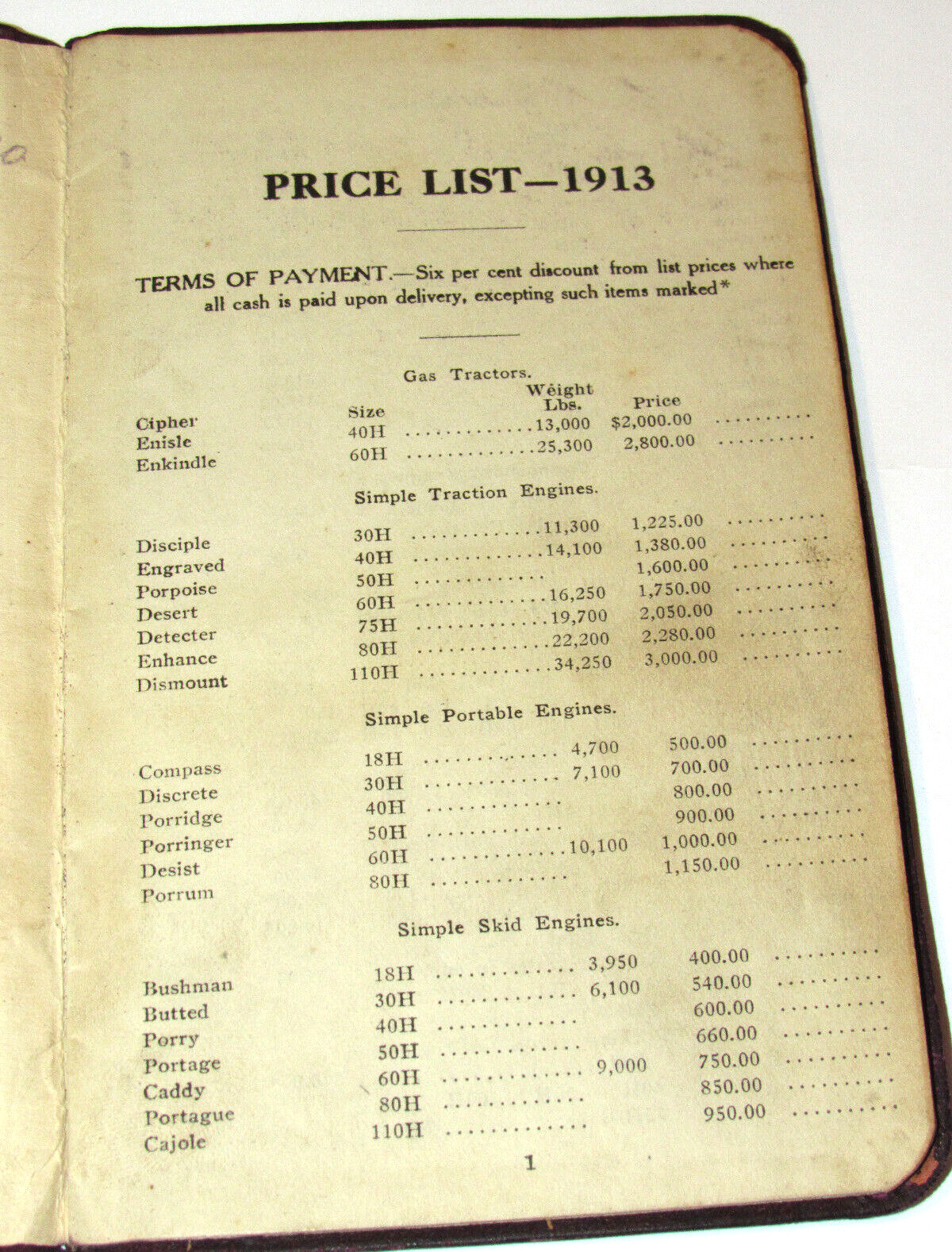 VINTAGE 1913 J. I. CASE THRESHING MACHINE CO PRICE LIST! SALESMAN&rsquo;S COPY! JI
