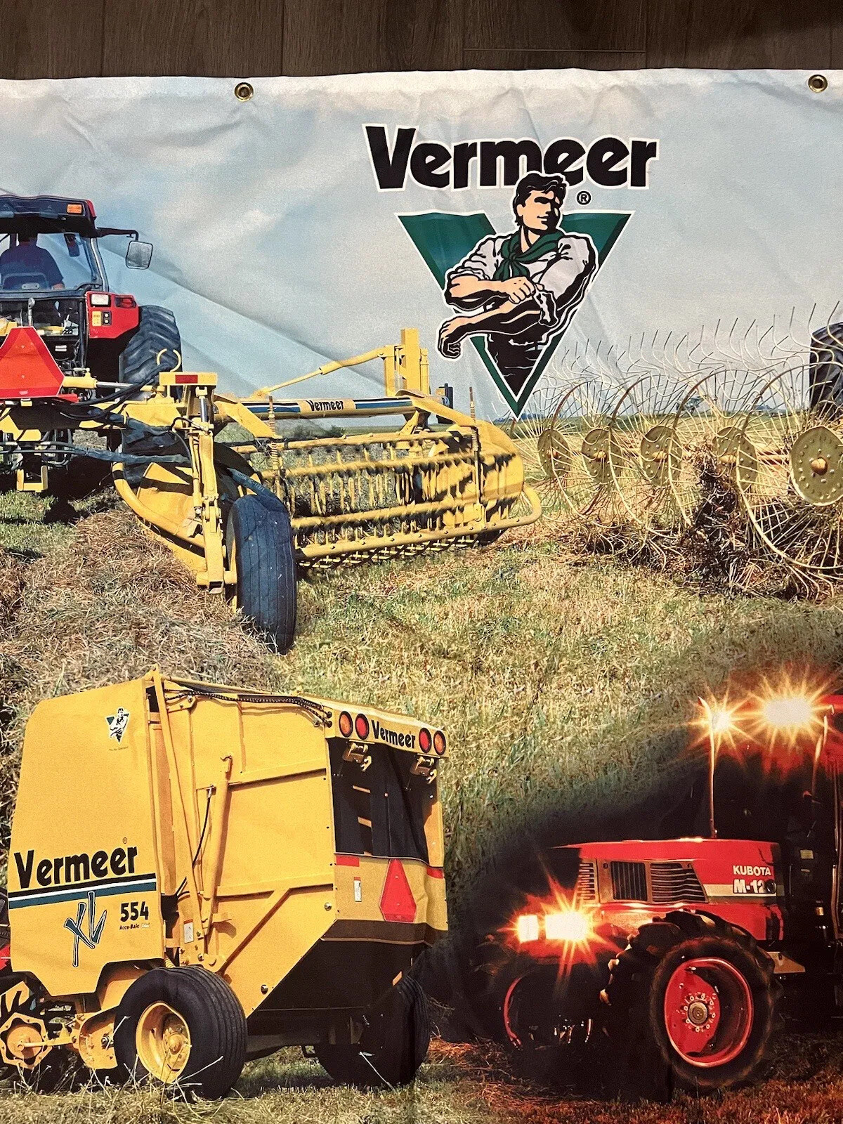 Rare Large 4’x9.5’ Vintage 2001 VERMEER AG Cloth Banner Sign Tractors Farming