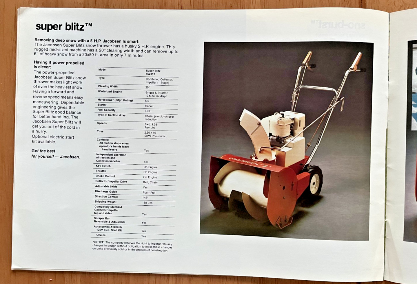 Jacobsen Lawn & Snow Equipment brochure Jacobsen Man&rsquo;f Co Racine Wisc