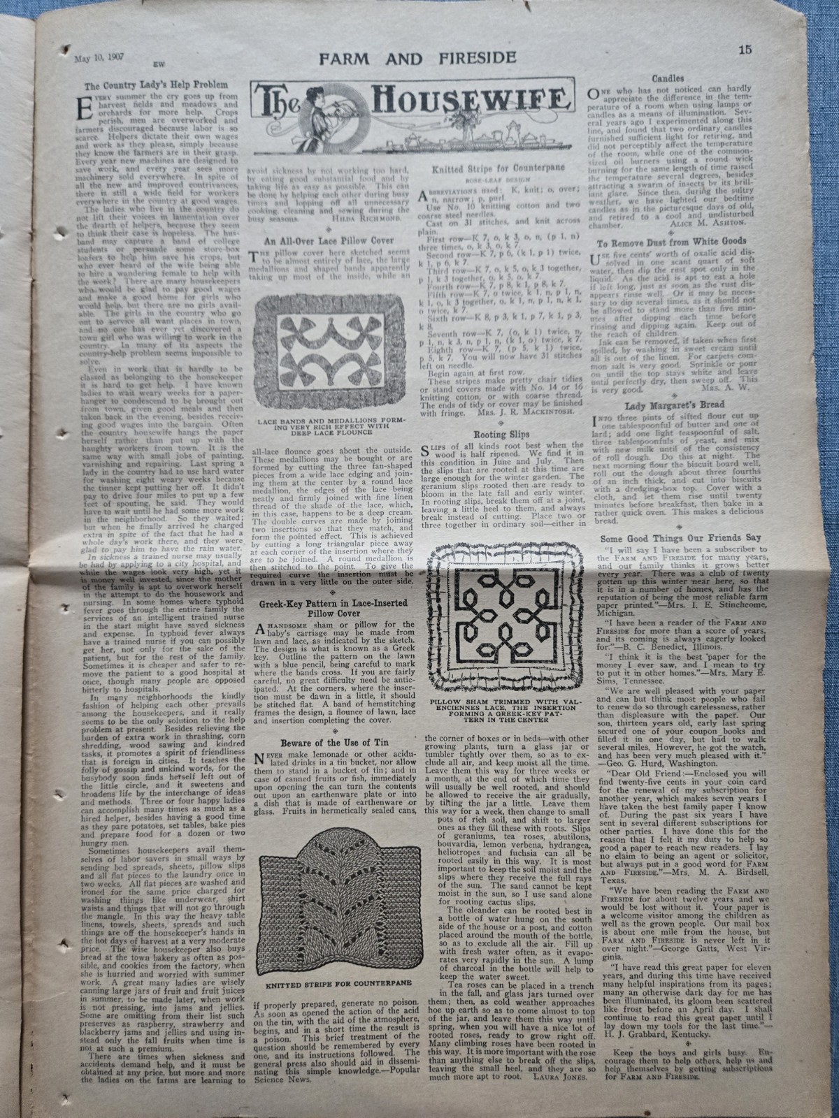 Farm & Fireside Newspaper May 10 1907 Articles News Humor Fashion Ads