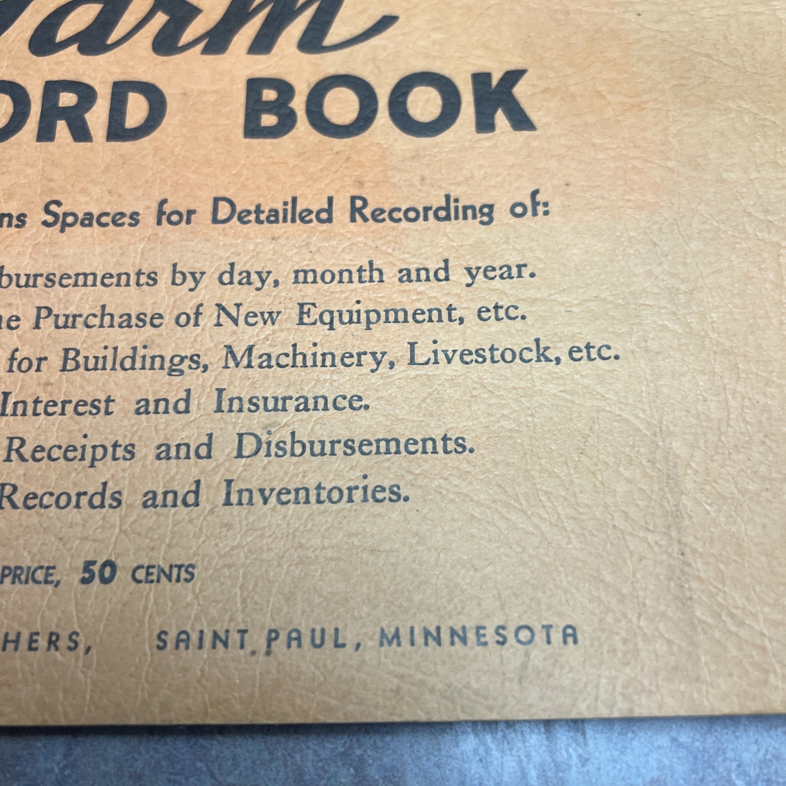Vintage 1942 Farm Record Book Saint Paul, Minnesota