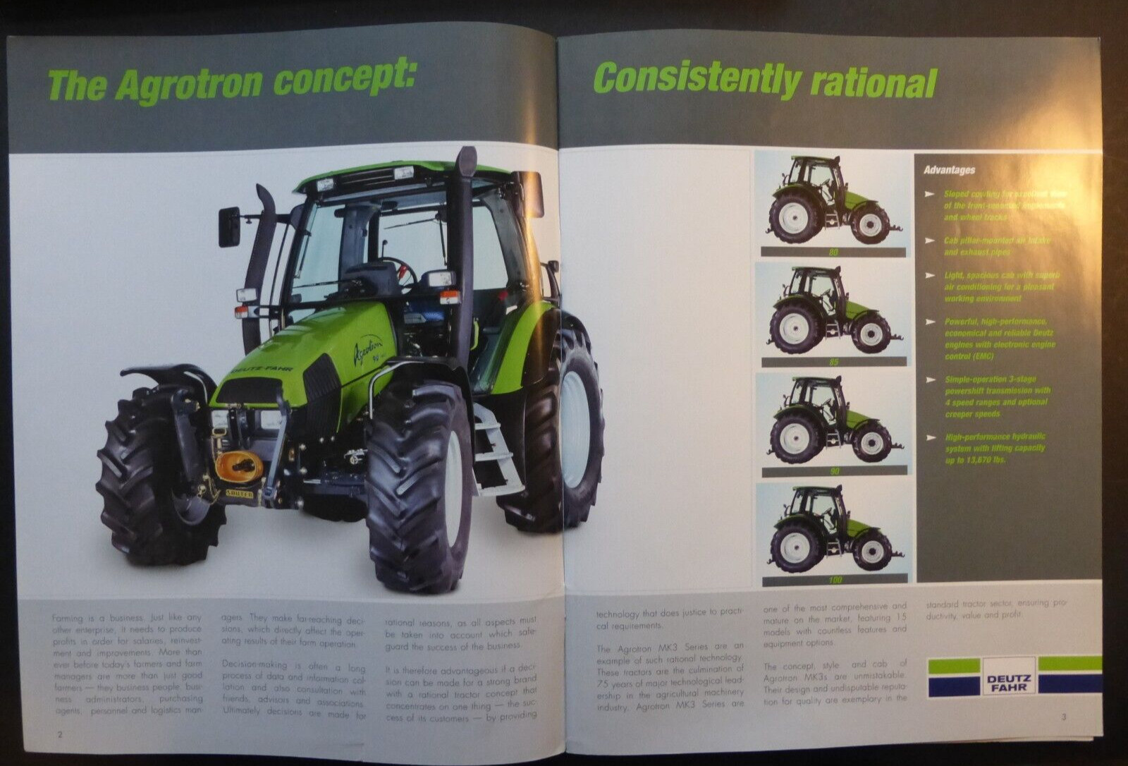 VTG Ad Sales Brochure Catalog Deutz-Fahr Agoctcon 80 100 MK3