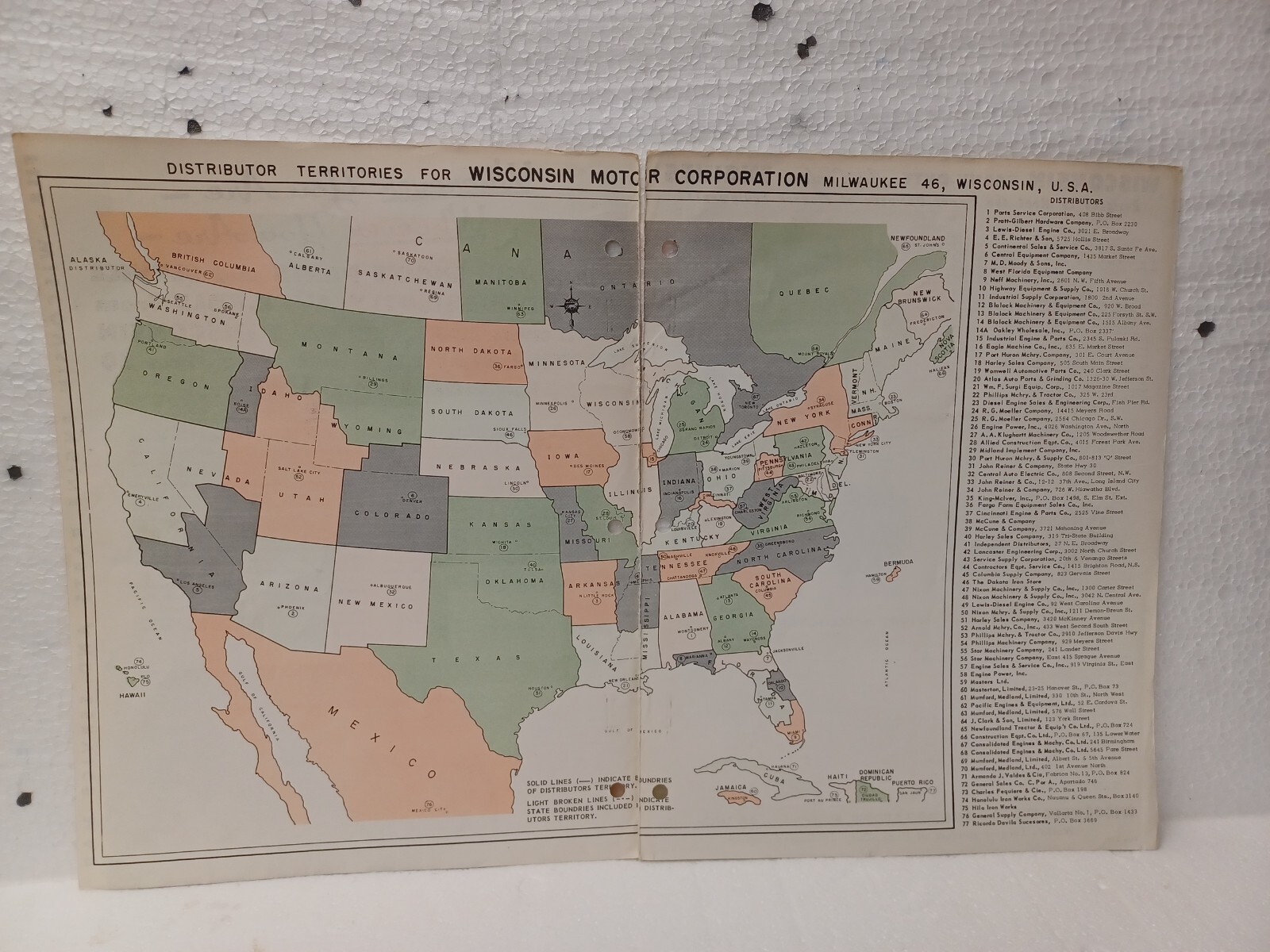Wisconsin Engine parts and service Brochure Map 2 pieces Vintage