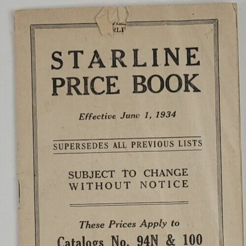 1934 Catalog Price List Starline Barns Garages Dairy Equipment Harvard Illinois