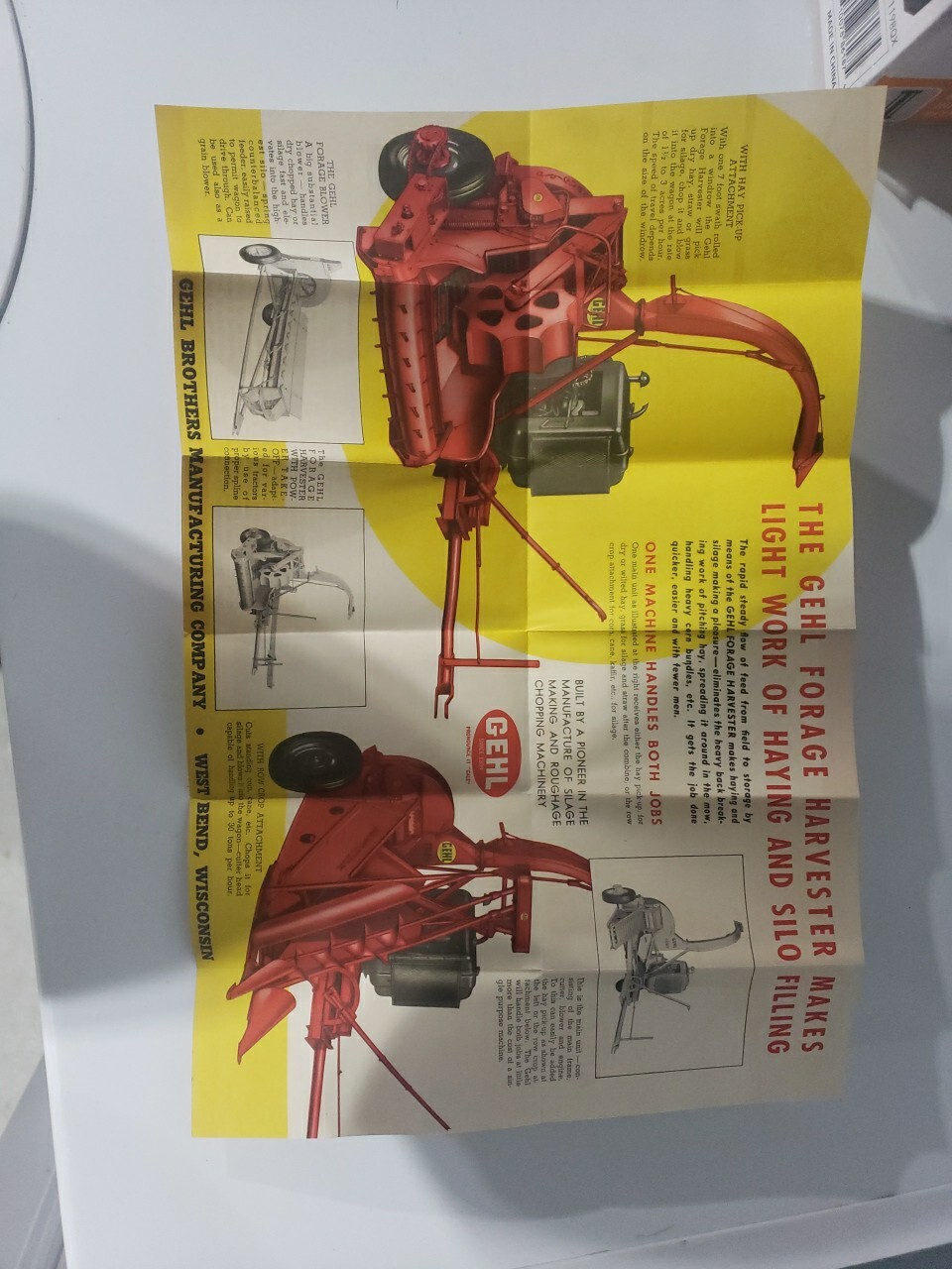 Gehl FH49 Forage Harvester For 1949 Brochure Blower Advertising