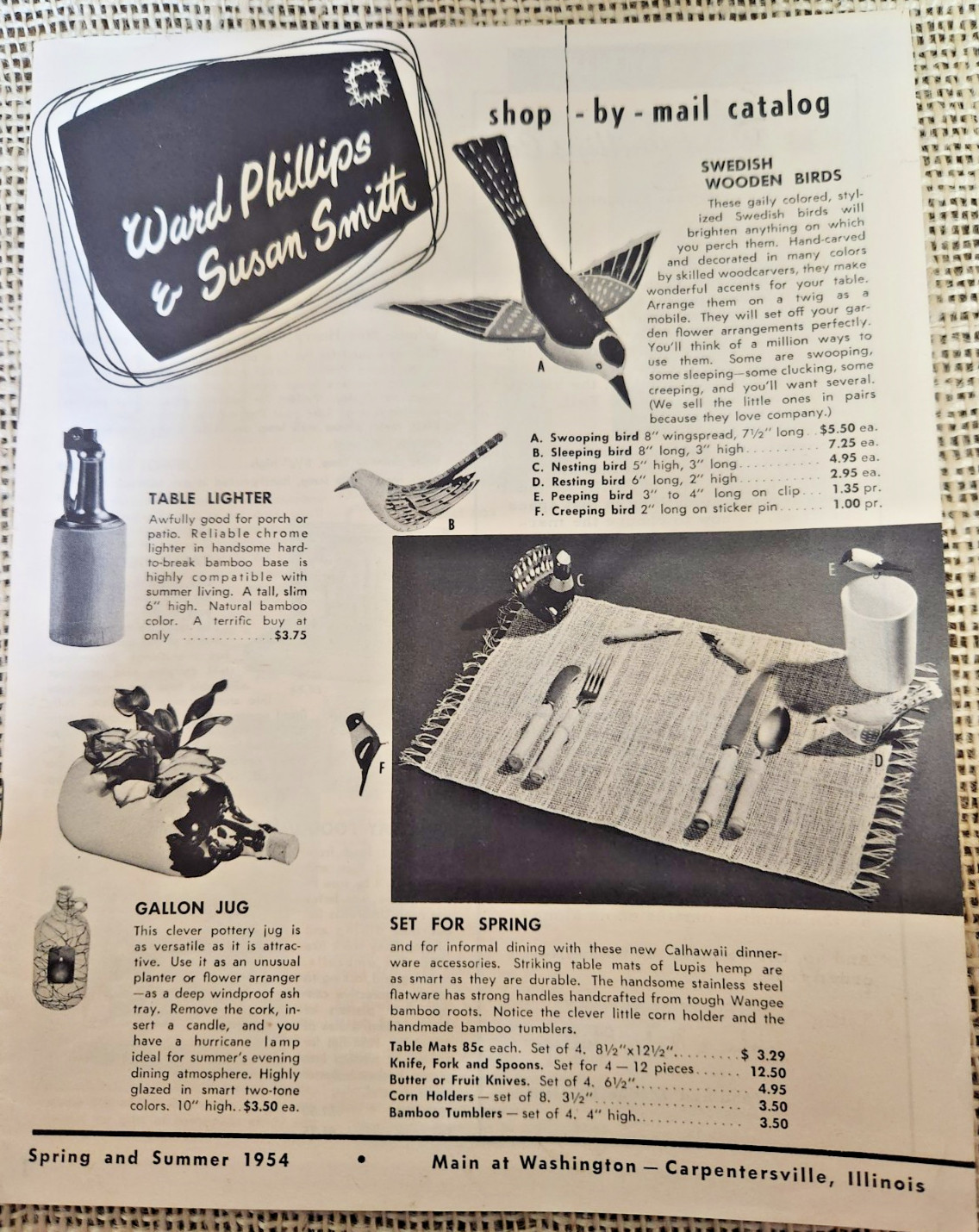 Ward Phillips & Susan Smith 1954 Mail Order Catalog, Carpentersville IL, 24 Page