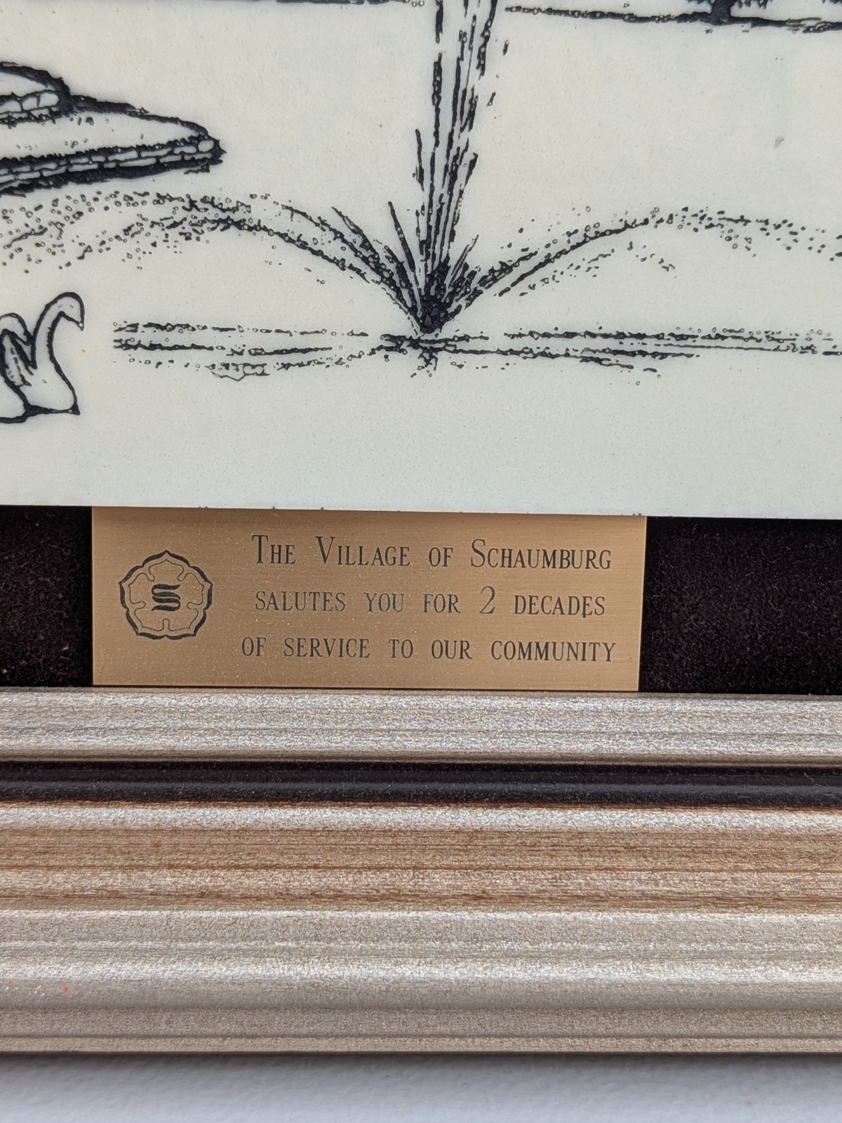 Village Of Shaumburg Illinois Marble Casting Framed Art Work By World Art 2004