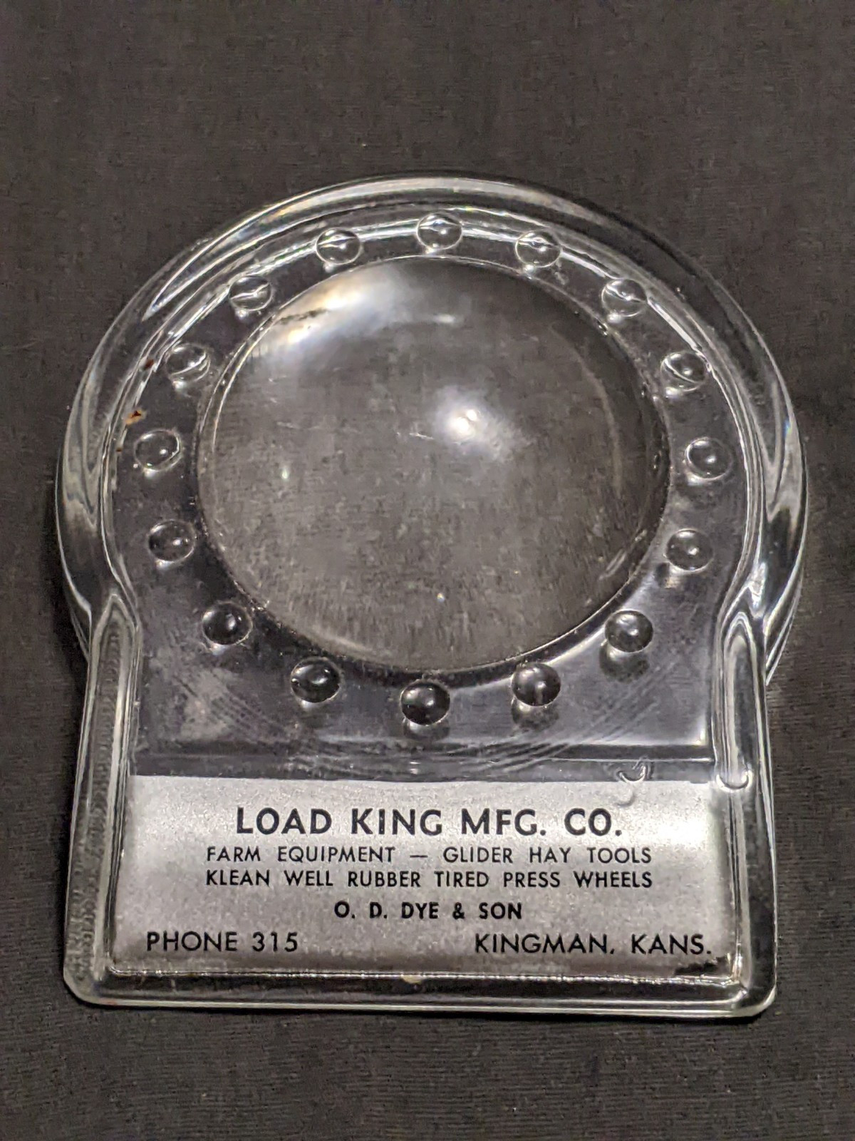 Kingman Kansas Farm equipment advertising paperweight
