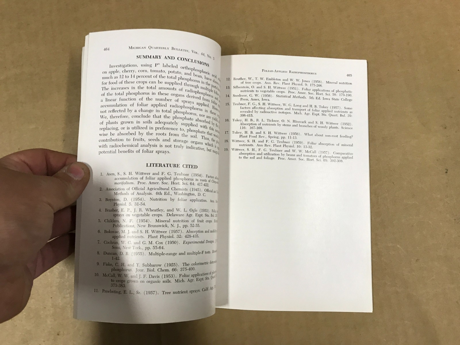 VTG Michigan State Agriculture Quarterly Bulletin – Vol. 44 No.3 – February 1962