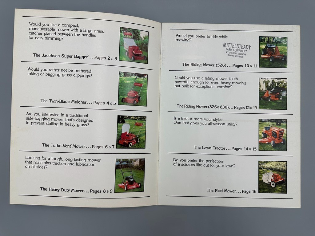 1977 JACOBSEN LAWN TRACTORS Riding Mower Advertising Catalog Vintage