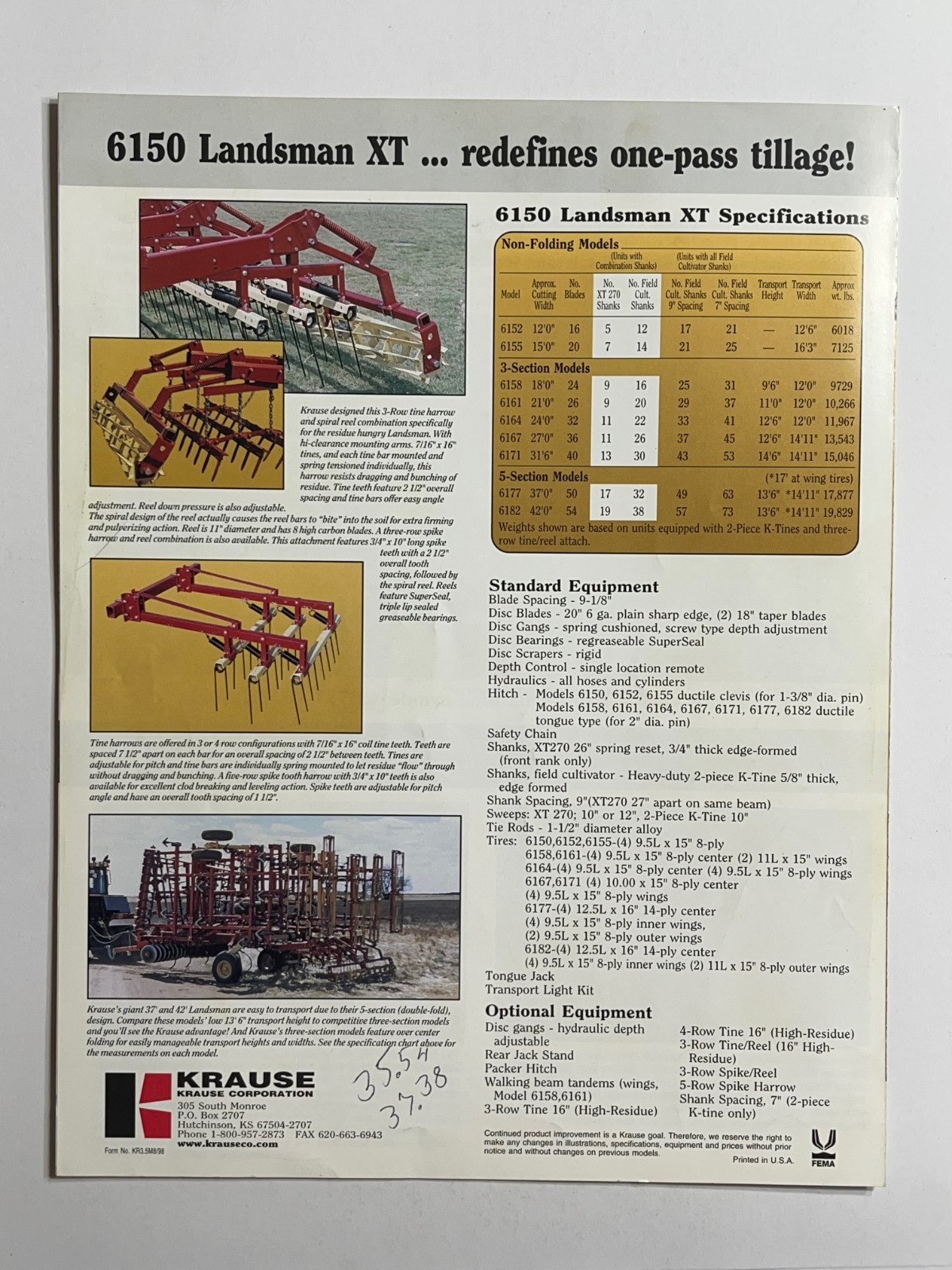 Krause Landsman XT Finisher – Sales Brochure *Showroom Dealer Item*