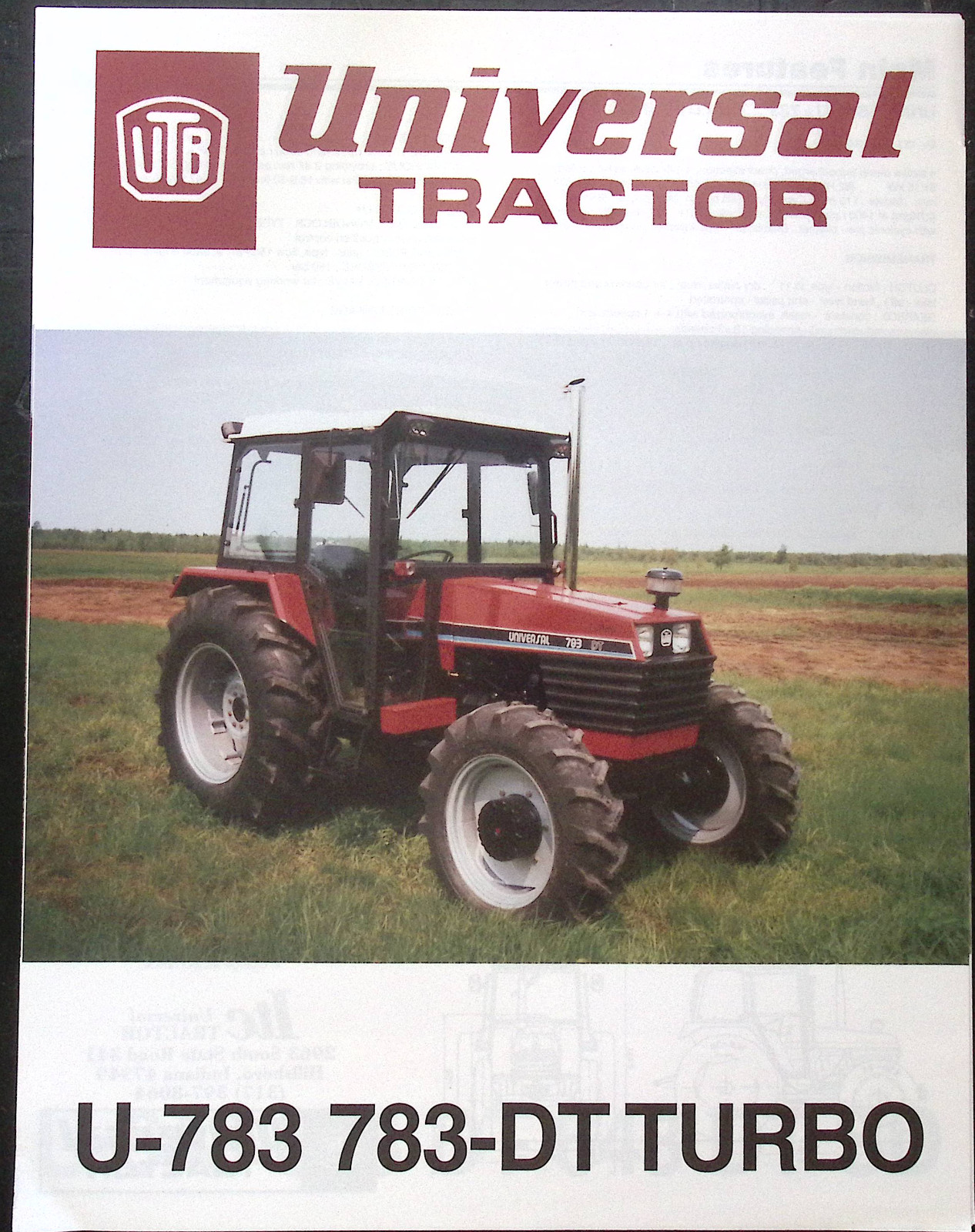 Universal Tractor U-783 and 783-DT Turbo spec sheet brochure