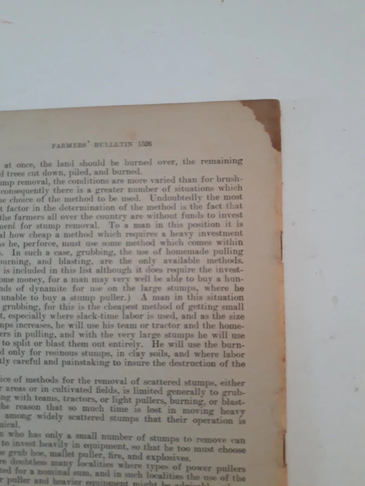 Vtg 1929 Clearing land of brush and stumps farmers bulletin 1526 USDA j10