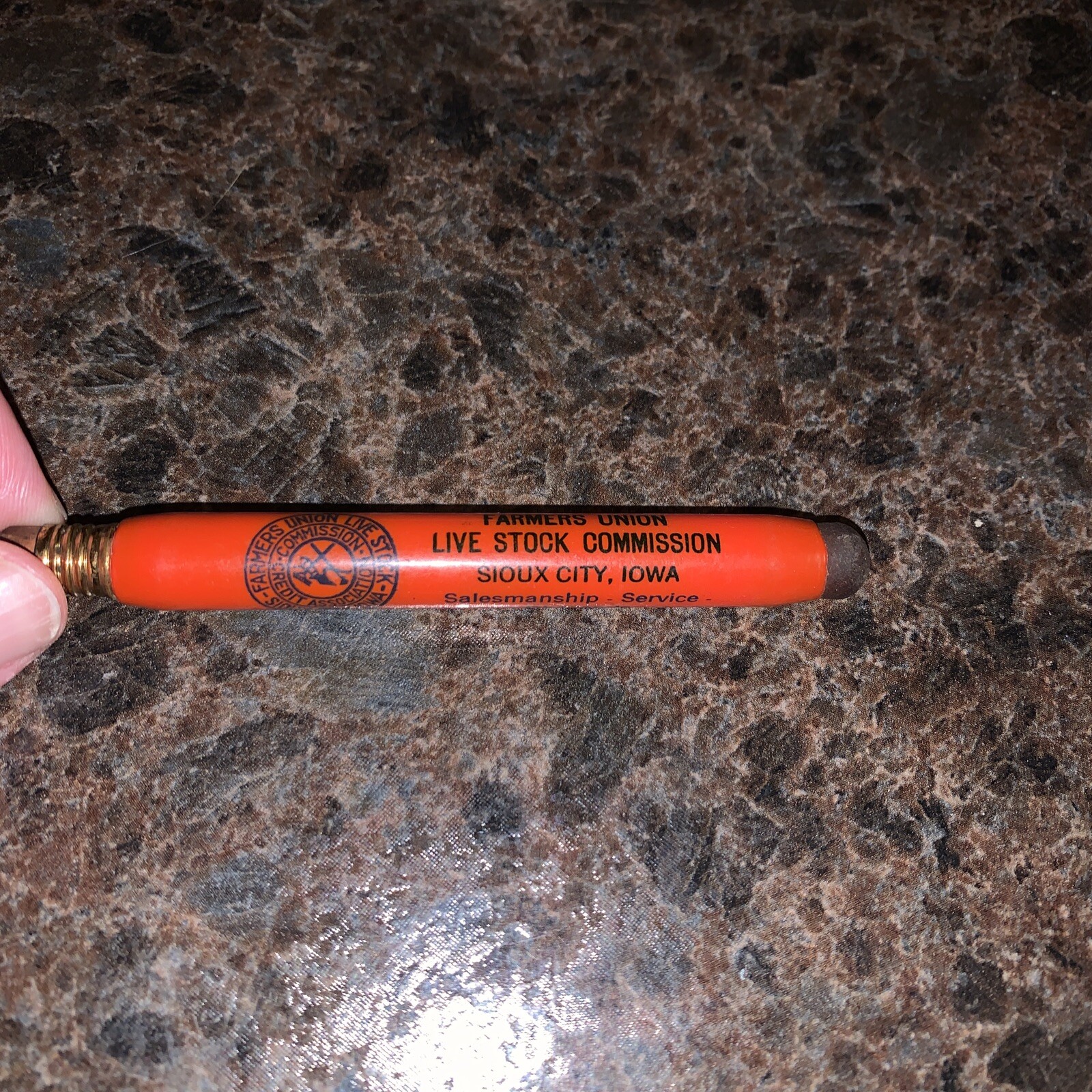 Vtg Farmers Union Livestock Commossion Bullet Pencil Sioux City, IA