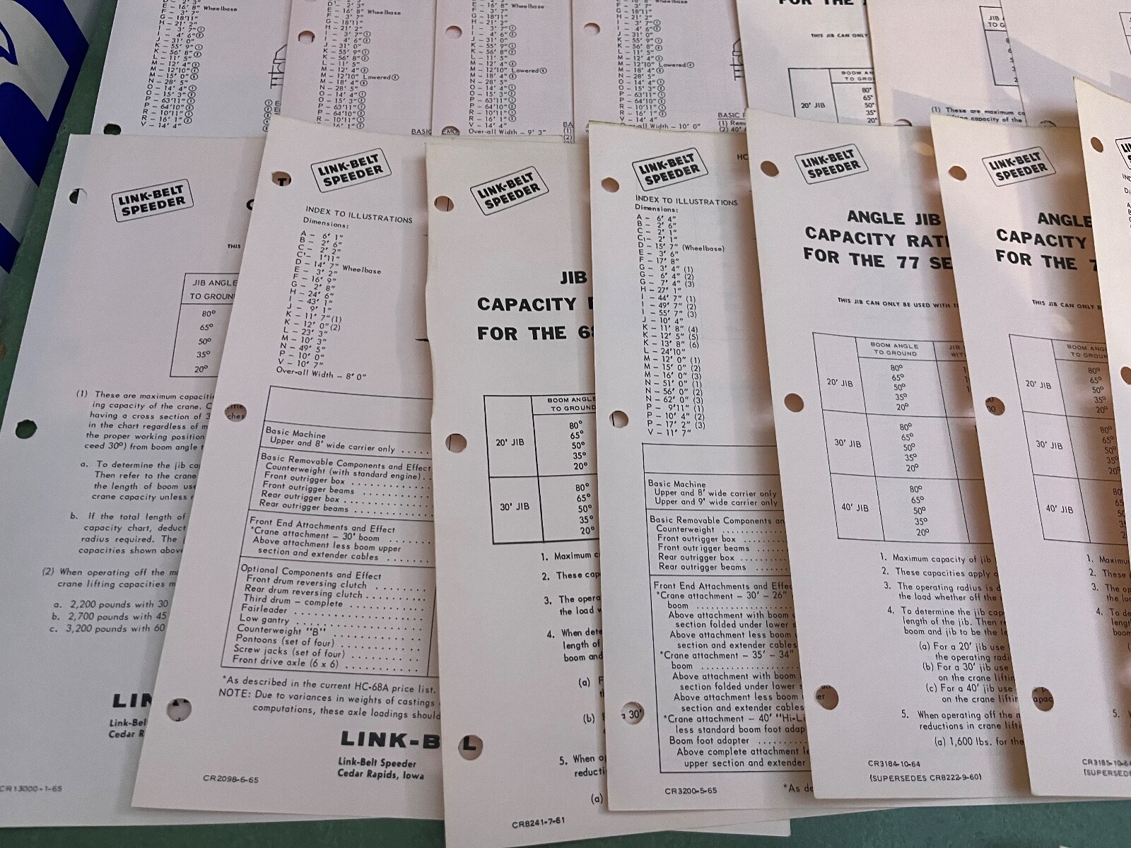 Link Belt Speeder Fly Sheet & Rating Sheets Lot 56 Pieces