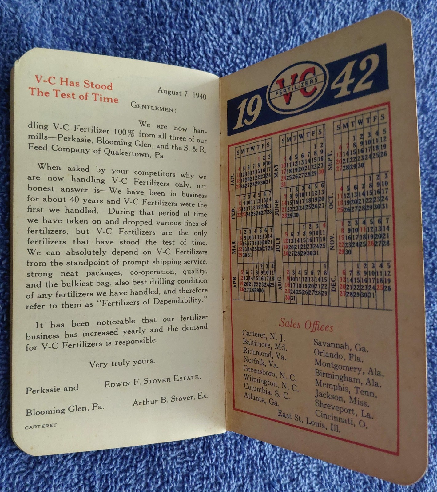1940s VC Fertilizers Farmer&rsquo;s Pocket Ledger • Virginia‑Carolina Chemical Corp