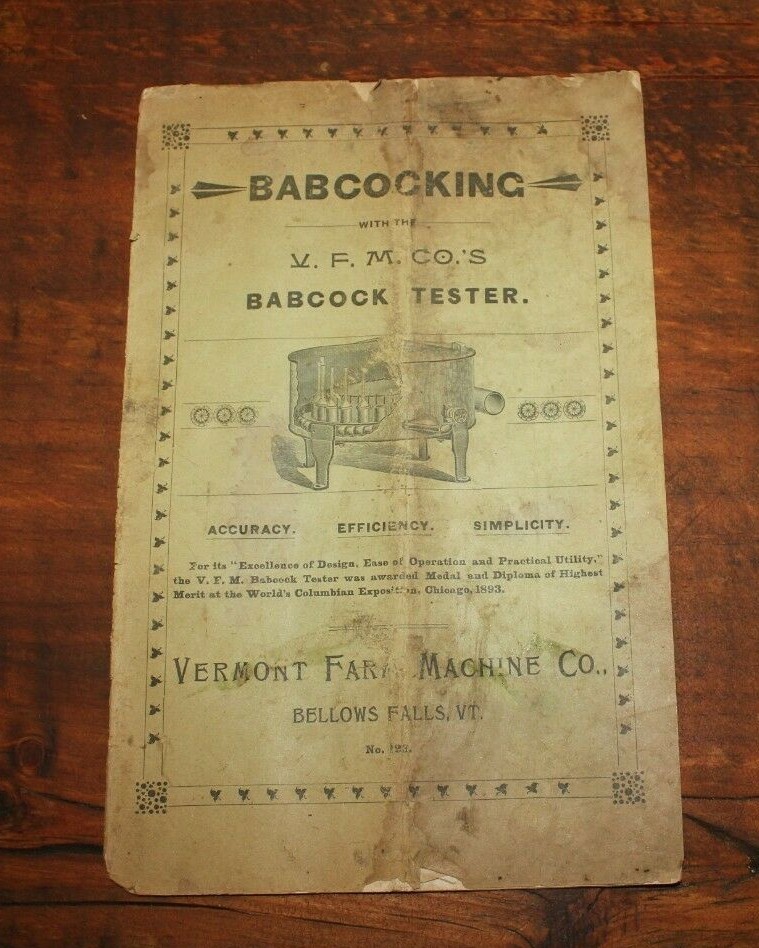 Babcocking with the V.F.M.Co’s Babcock Tester Booklet