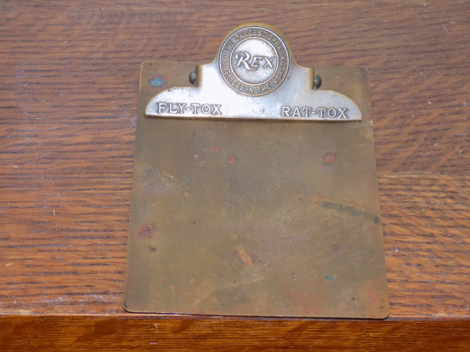 Vintage Fly-Tox Rat-Tox Metal Embossed Advertising Clipboard