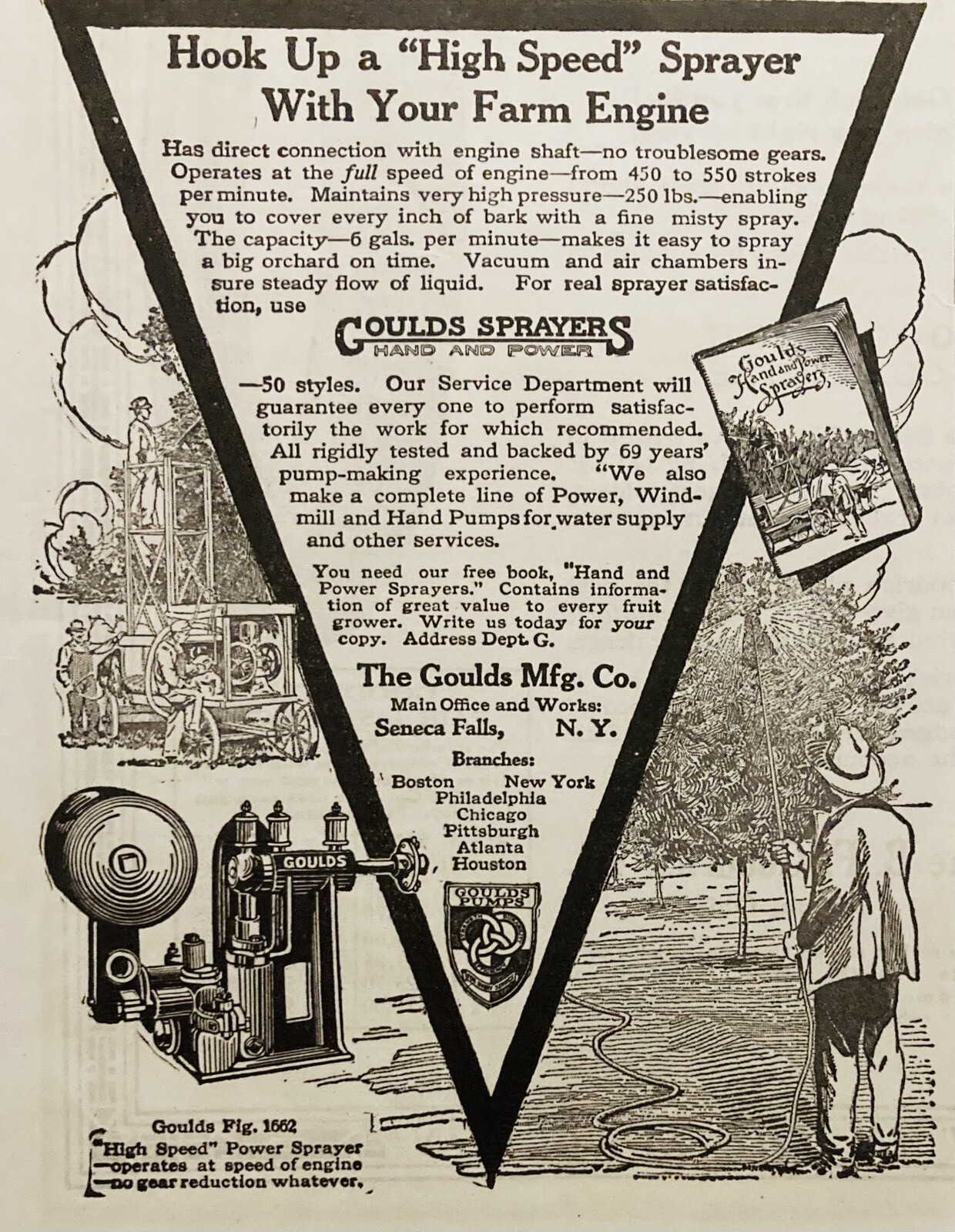 1917 AD.(XH71)~GOULDS MFG. CO. SENECA FALLS, NY. GOULDS POWER ORCHARD SPRAYERS