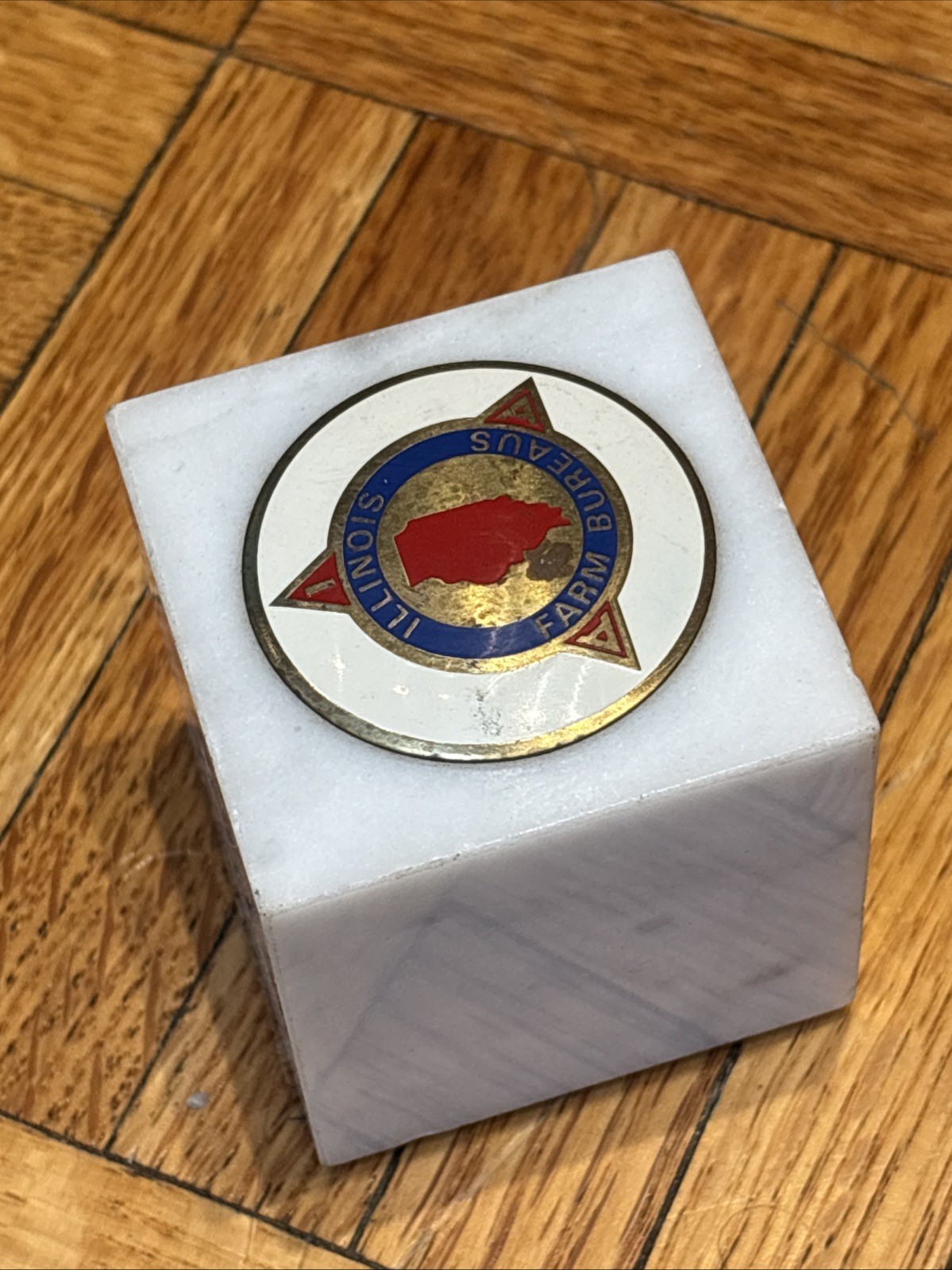Vintage Illinois Farm Bureau 50 YEAR MEMBER Marble Paperweight
