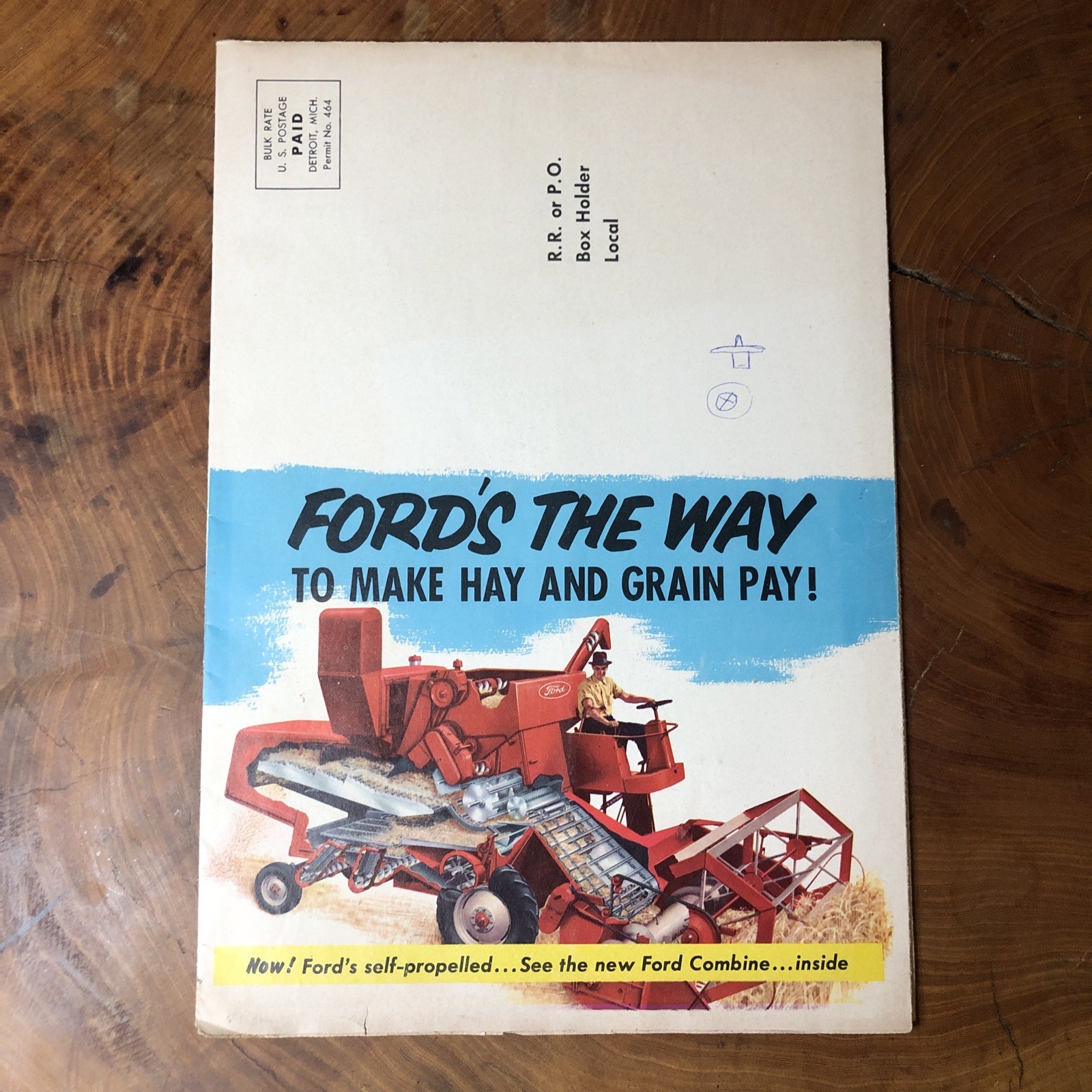 Rare Ford Tractors Implement Mailing POSTER Brochure 31×23” Combine