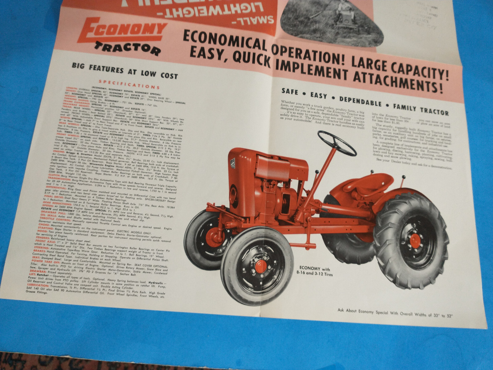 Economy Tractor Power King Brochure ORIGINAL 7-24 3-12 ETC
