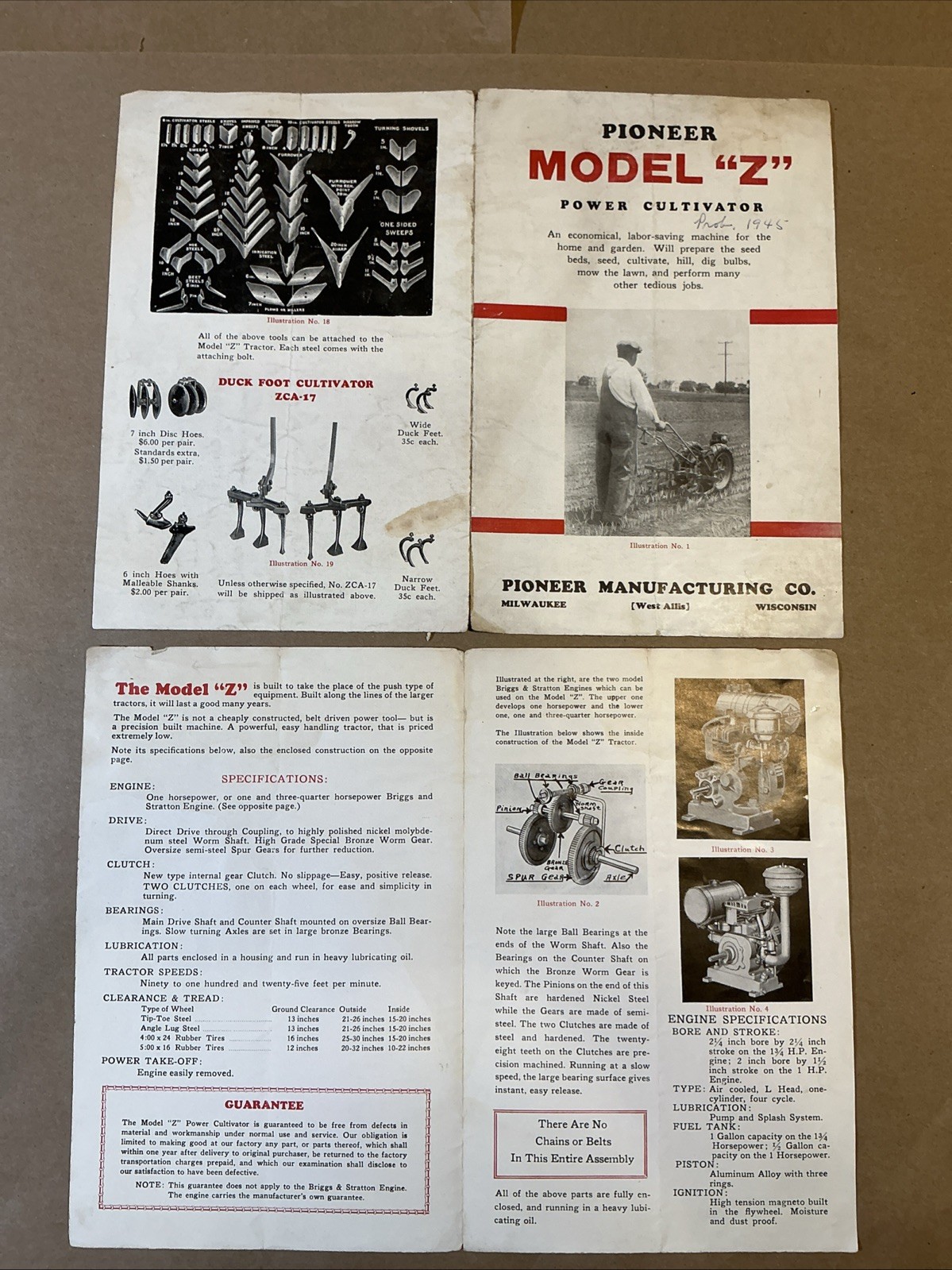Vintage 1940s Power Model Z Brochure Price Lists And Letter INV-P1026