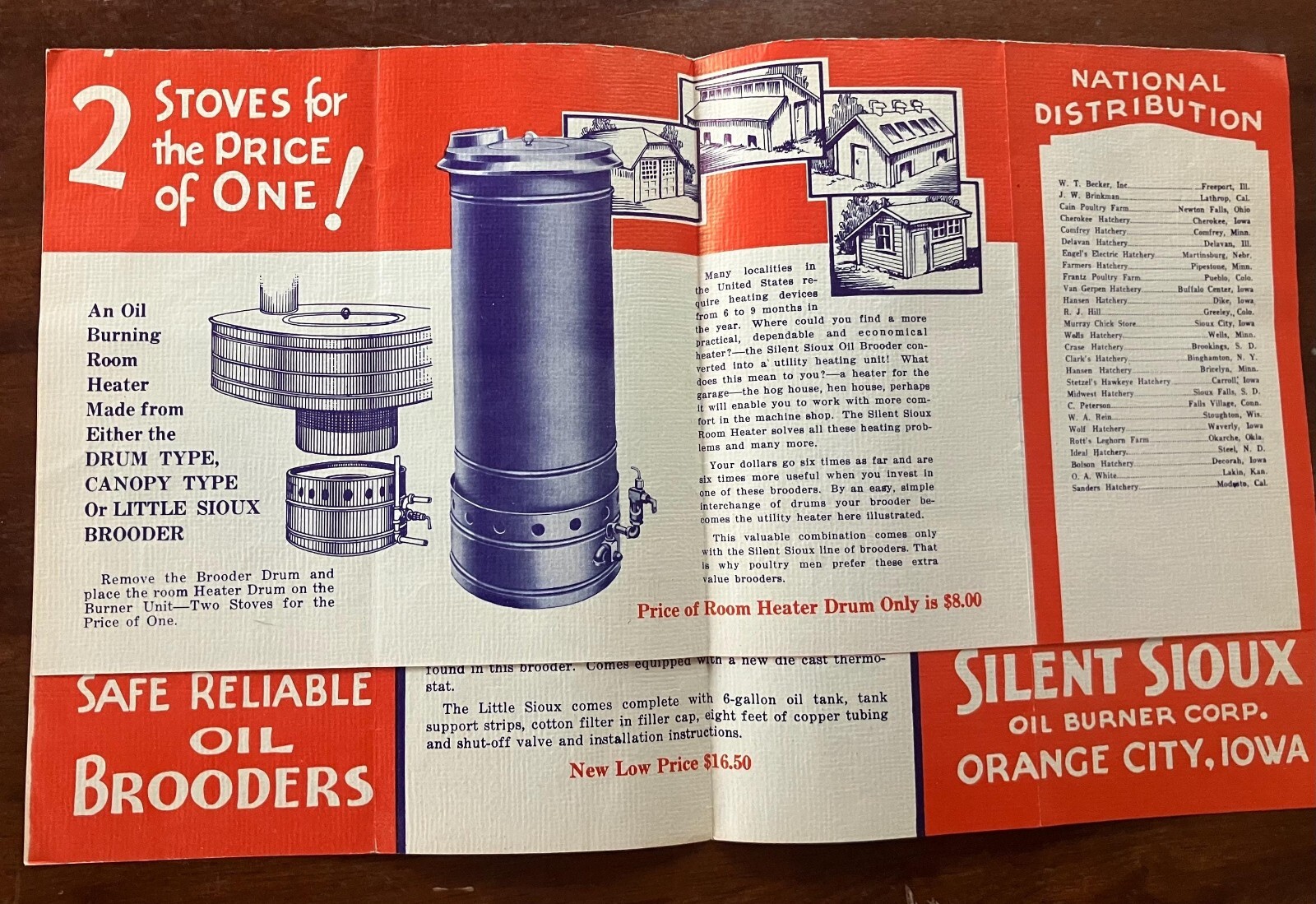 1930&rsquo;s Silent Sioux Oil Brooder Fold Out Advertising Brochure Frantz Poultry Far