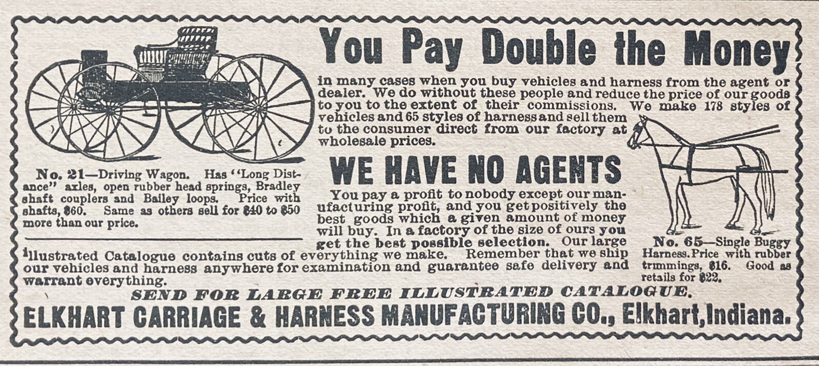 1900 AD(XH35)~ELKHART CARRIAGE HARNESS MFG. CO. ELKHART, IND.
