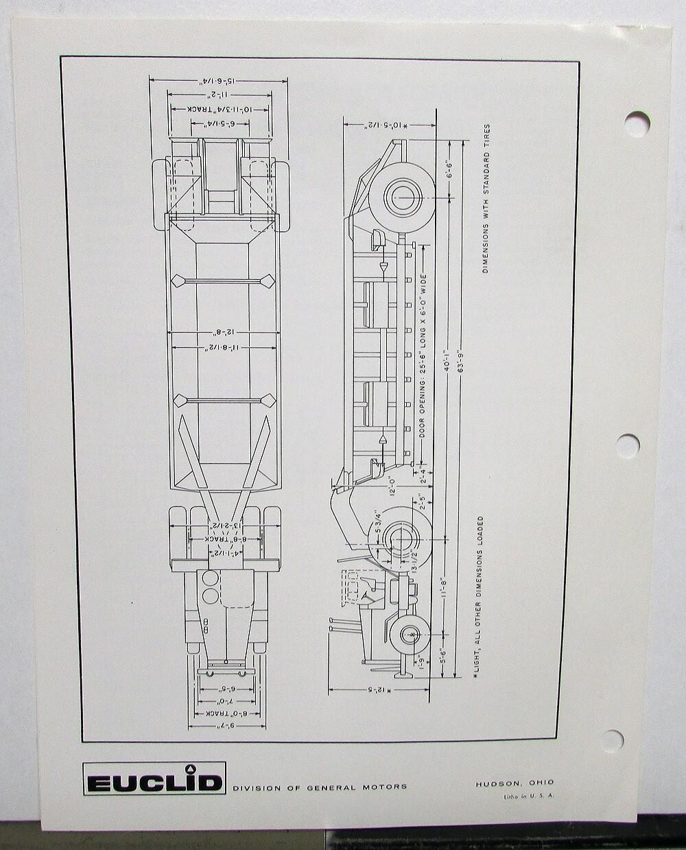 1964 Euclid 100 Ton Bottom Dump B-100 GM Powered Construction Specs Sales Folder