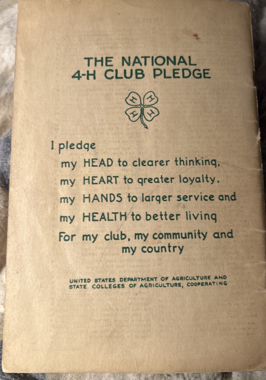 Vintage National 4-H Club National Song Book Copyright 1938