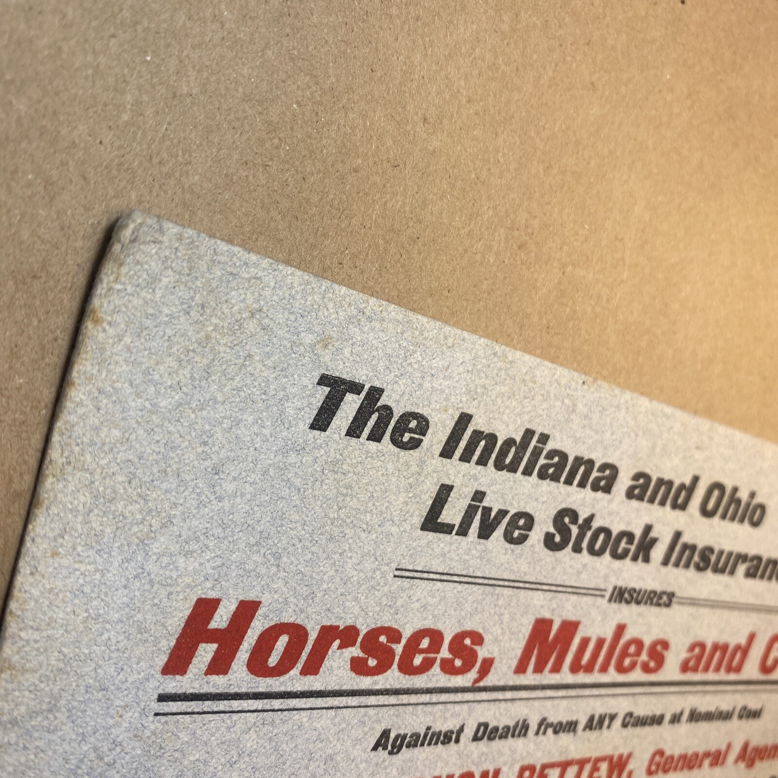 Rare Livestock Insurance Advertising C. Vernon Rettew Harrisburg PA