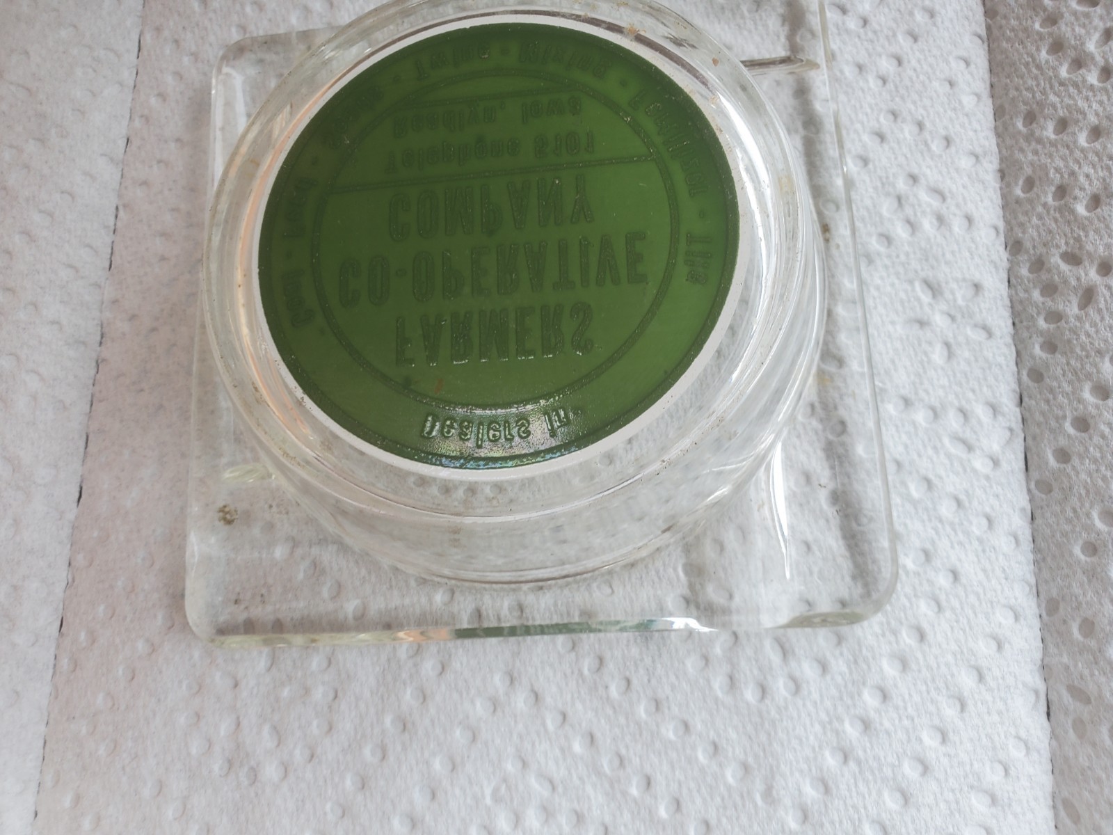 Glass Ashtray Farmers Cooperative Readlyn Iowa Coal Feed Seed Twine Mixing Tile
