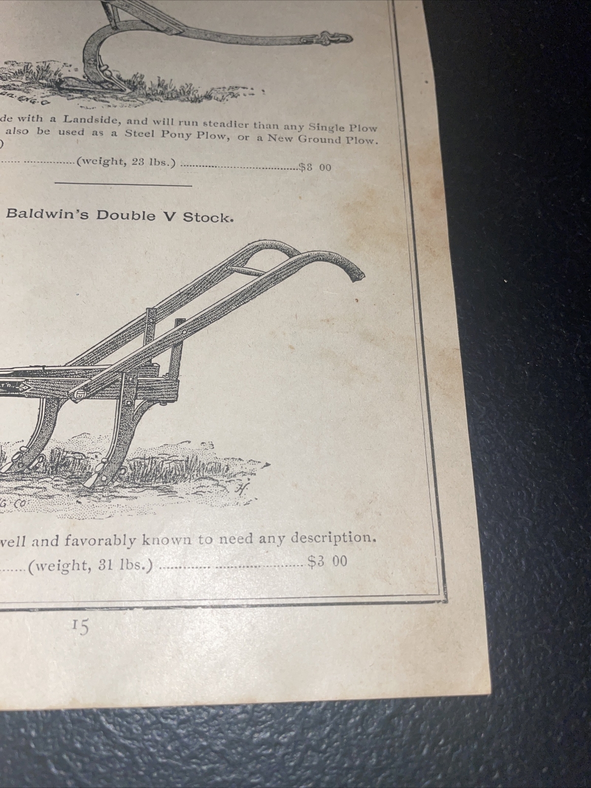 1891 Baldwin Mustang Pony Plow Farm Advertising – New Orleans – Louisiana