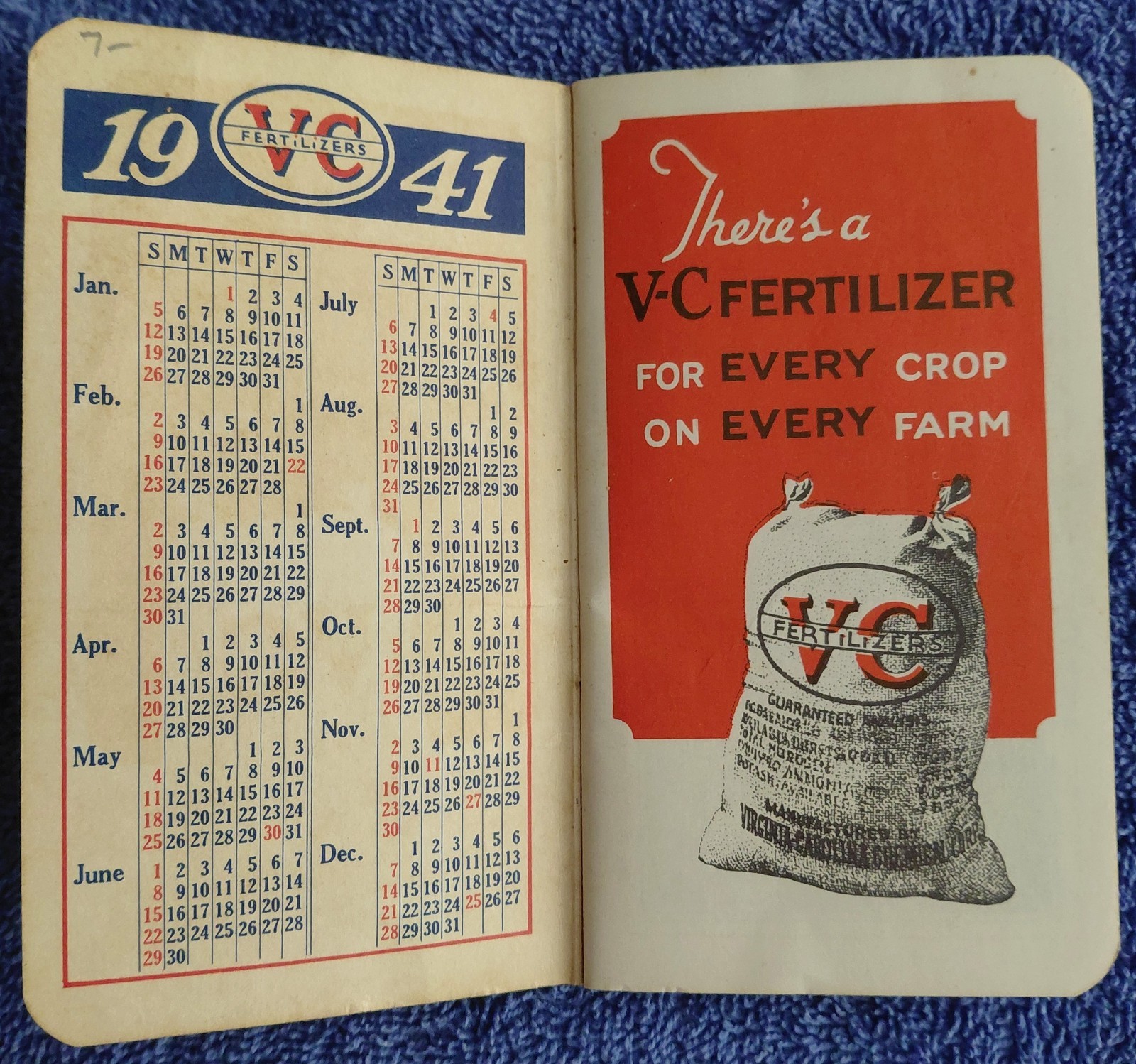 1940s VC Fertilizers Farmer&rsquo;s Pocket Ledger • Virginia‑Carolina Chemical Corp