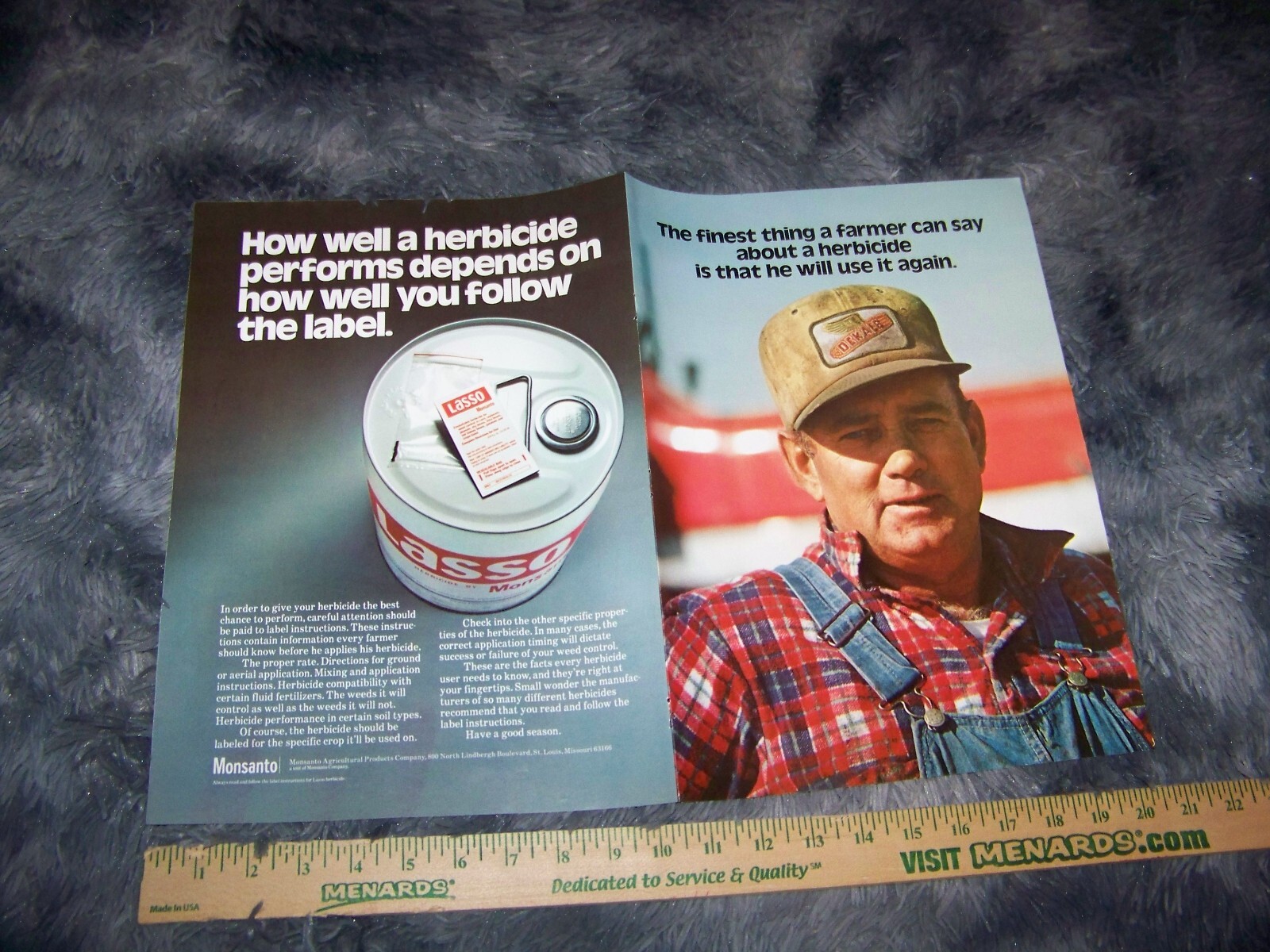 Lasso Monsanto Agricultural Print Ad Section from Magazine Vintage 1977